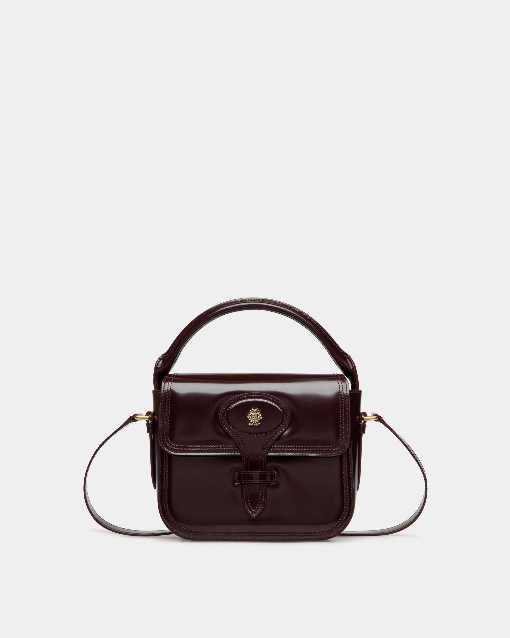 Mini Sac Beckett En Cuir Brossé Deep Burgundy - Femme - Bally - 01