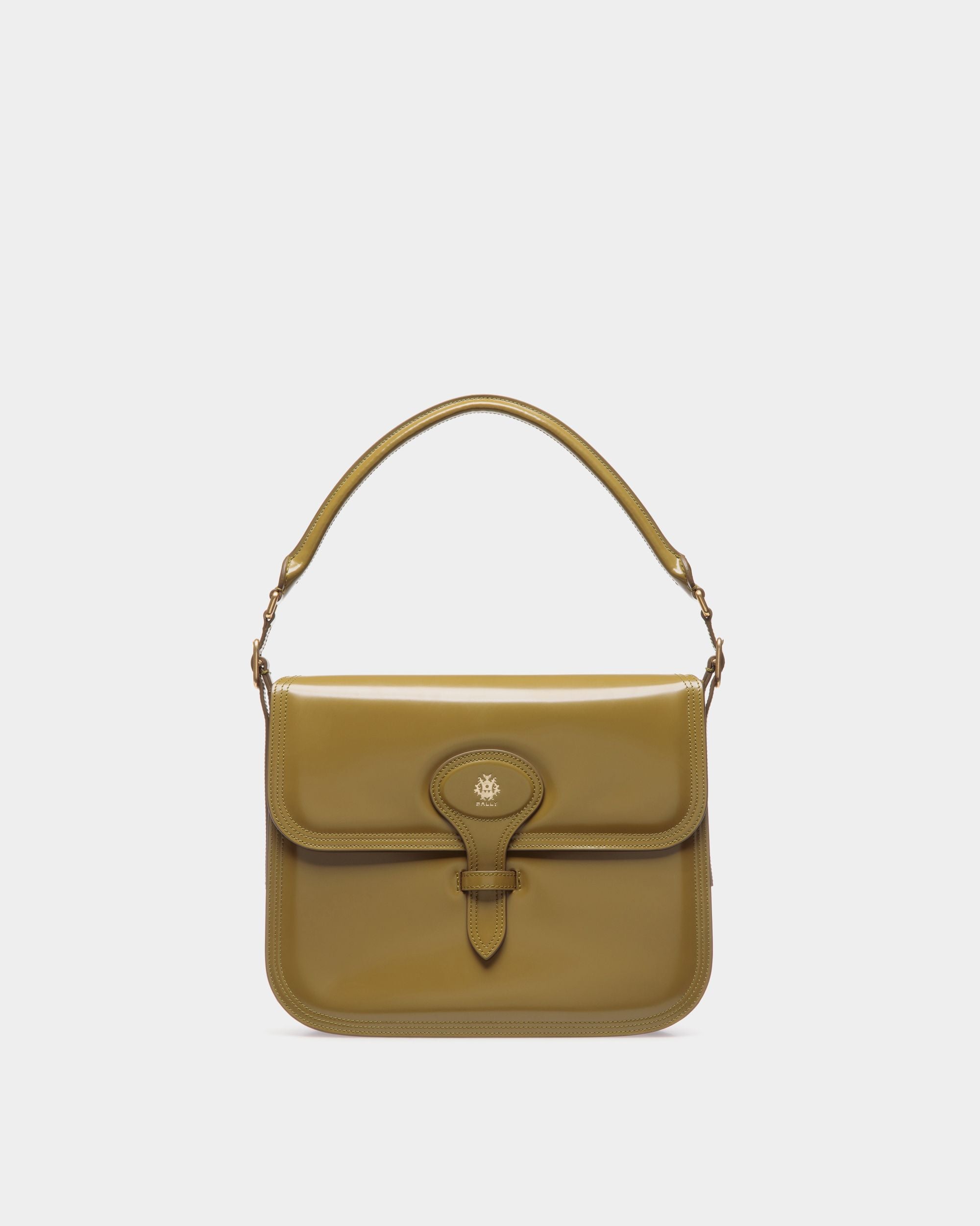 Sac D’épaule Beckett En Cuir Brossé Olive Green - Femme - Bally - 01