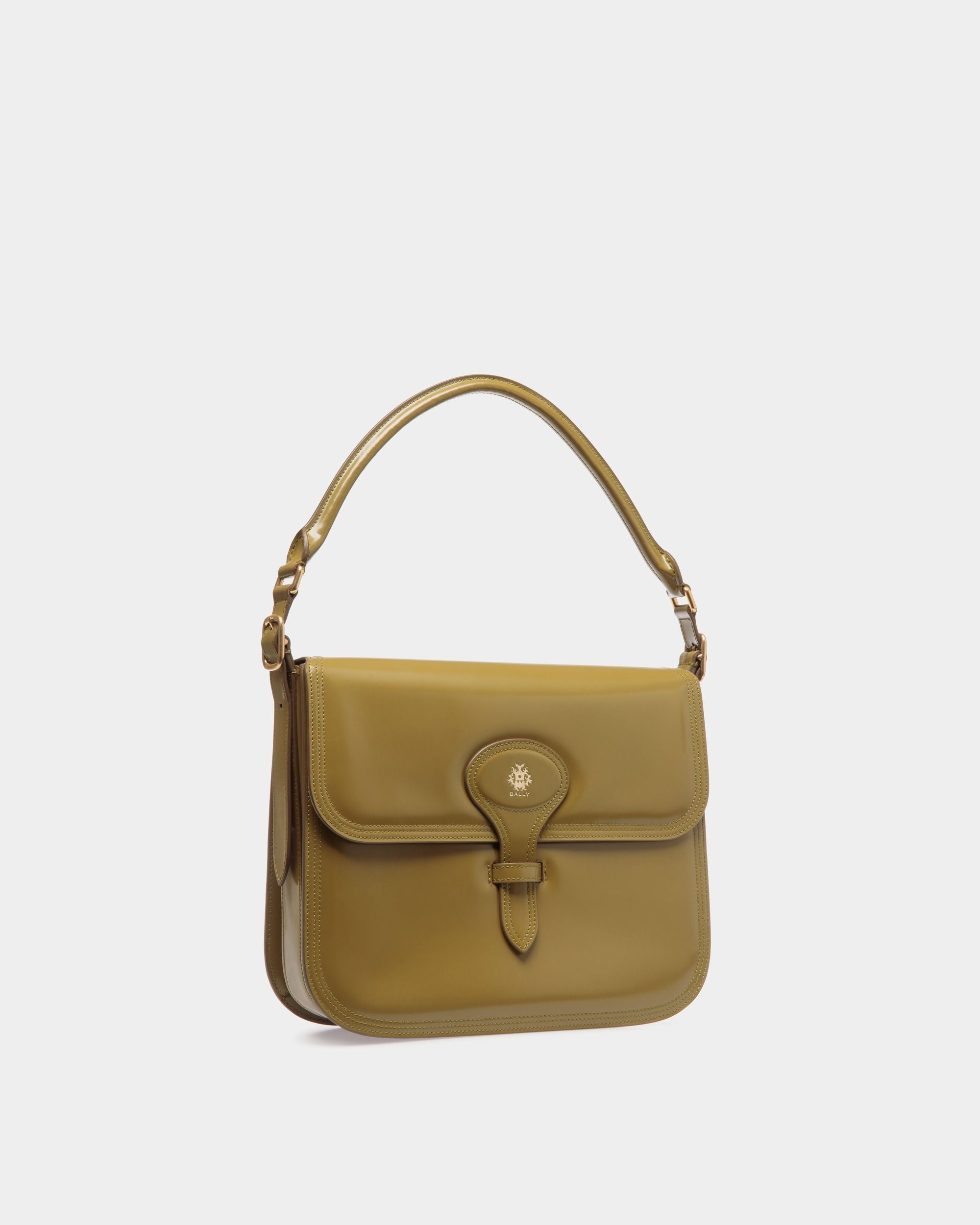 Sac D’épaule Beckett En Cuir Brossé Olive Green - Femme - Bally - 04