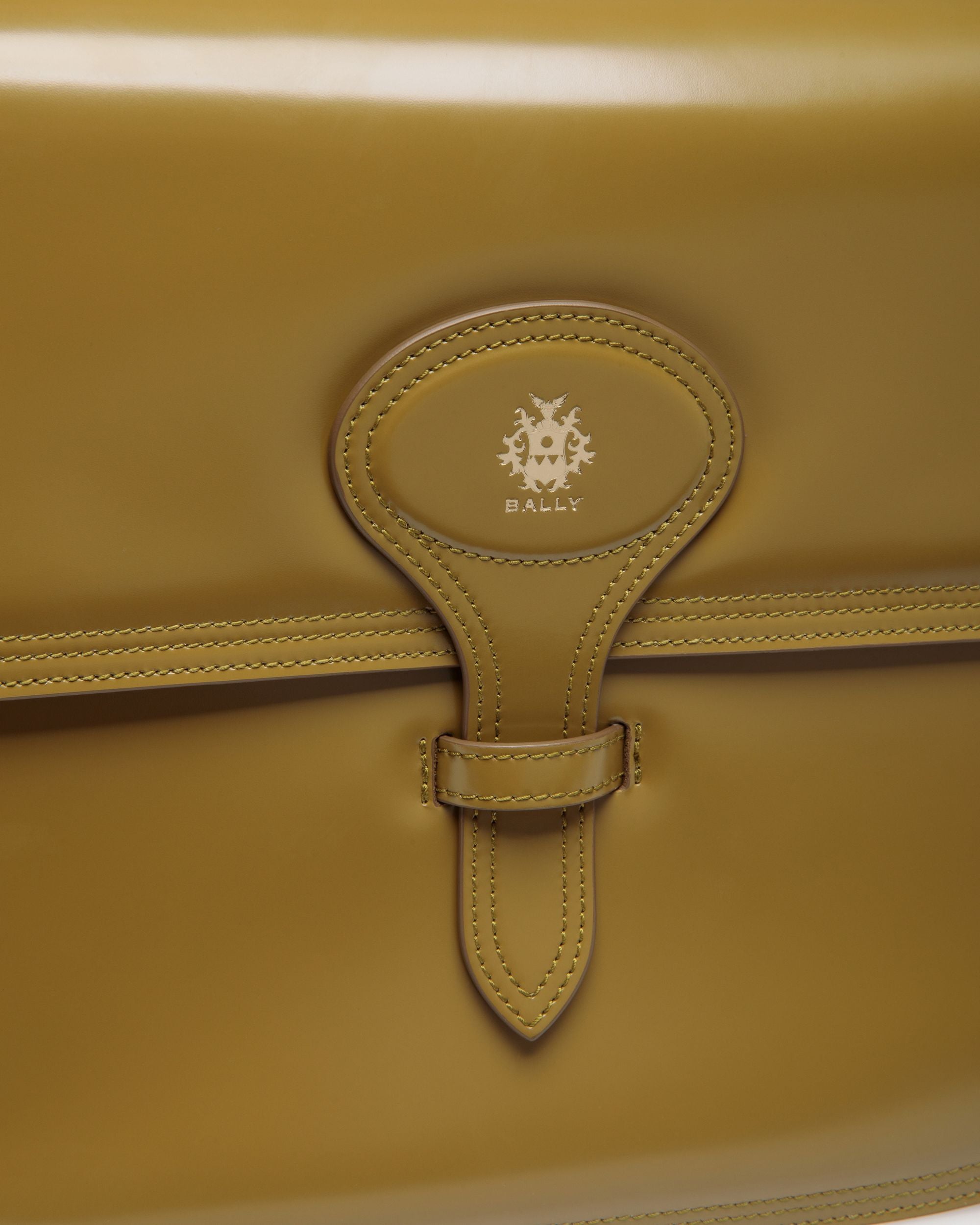 Sac D’épaule Beckett En Cuir Brossé Olive Green - Femme - Bally - 06