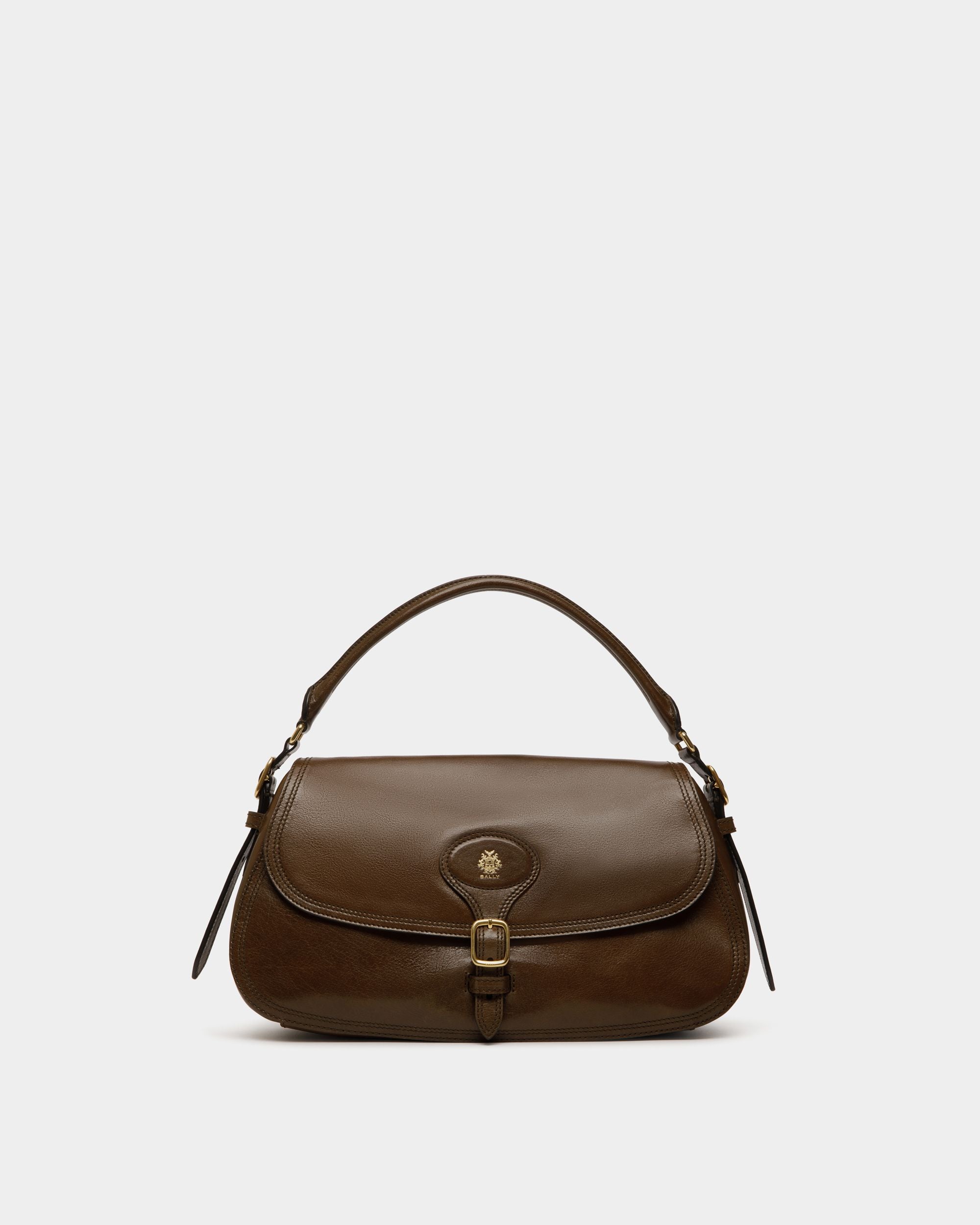 Sac D’épaule Beckett En Cuir Marron Glacé - Femme - Bally - 01
