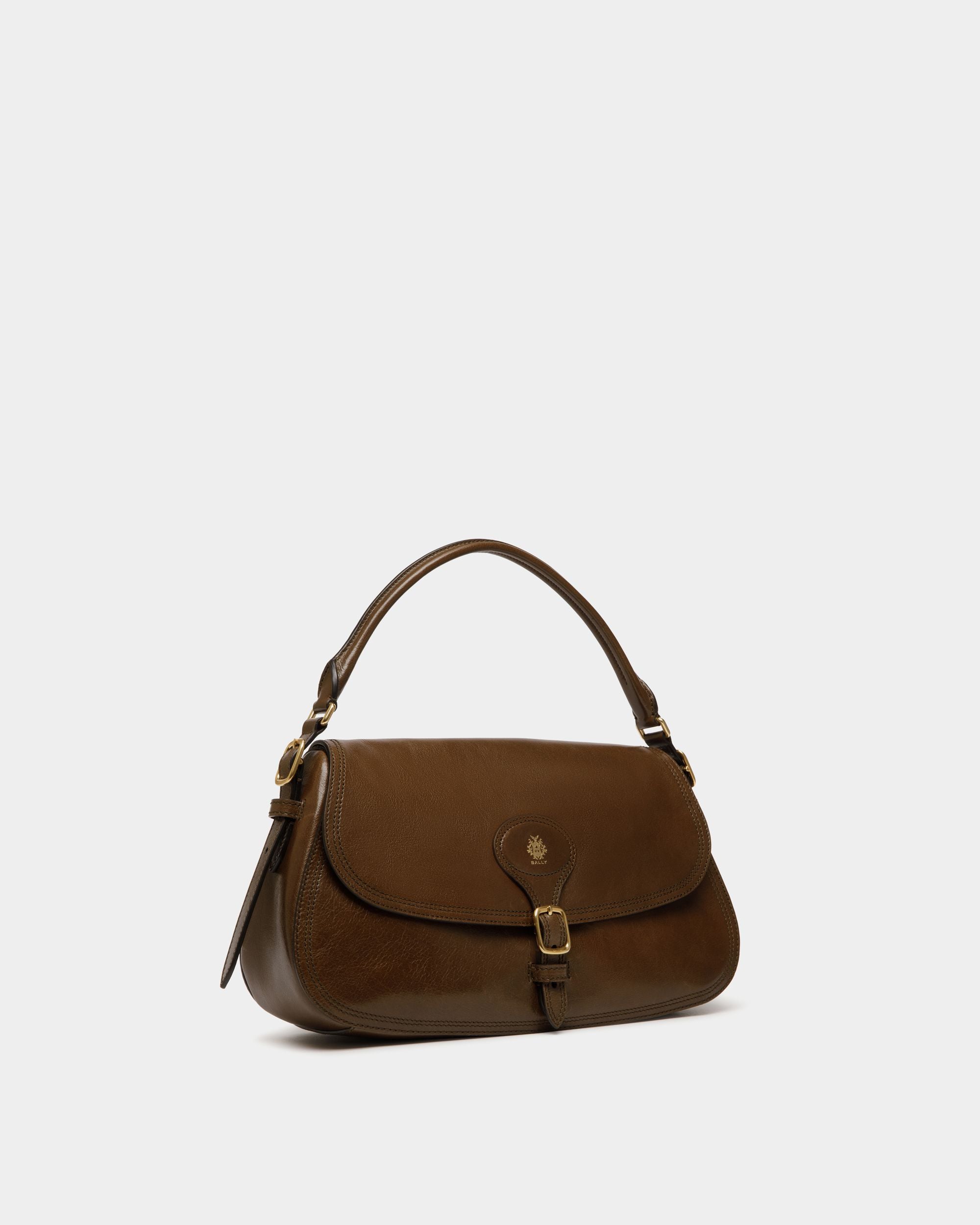 Sac D’épaule Beckett En Cuir Marron Glacé - Femme - Bally - 04