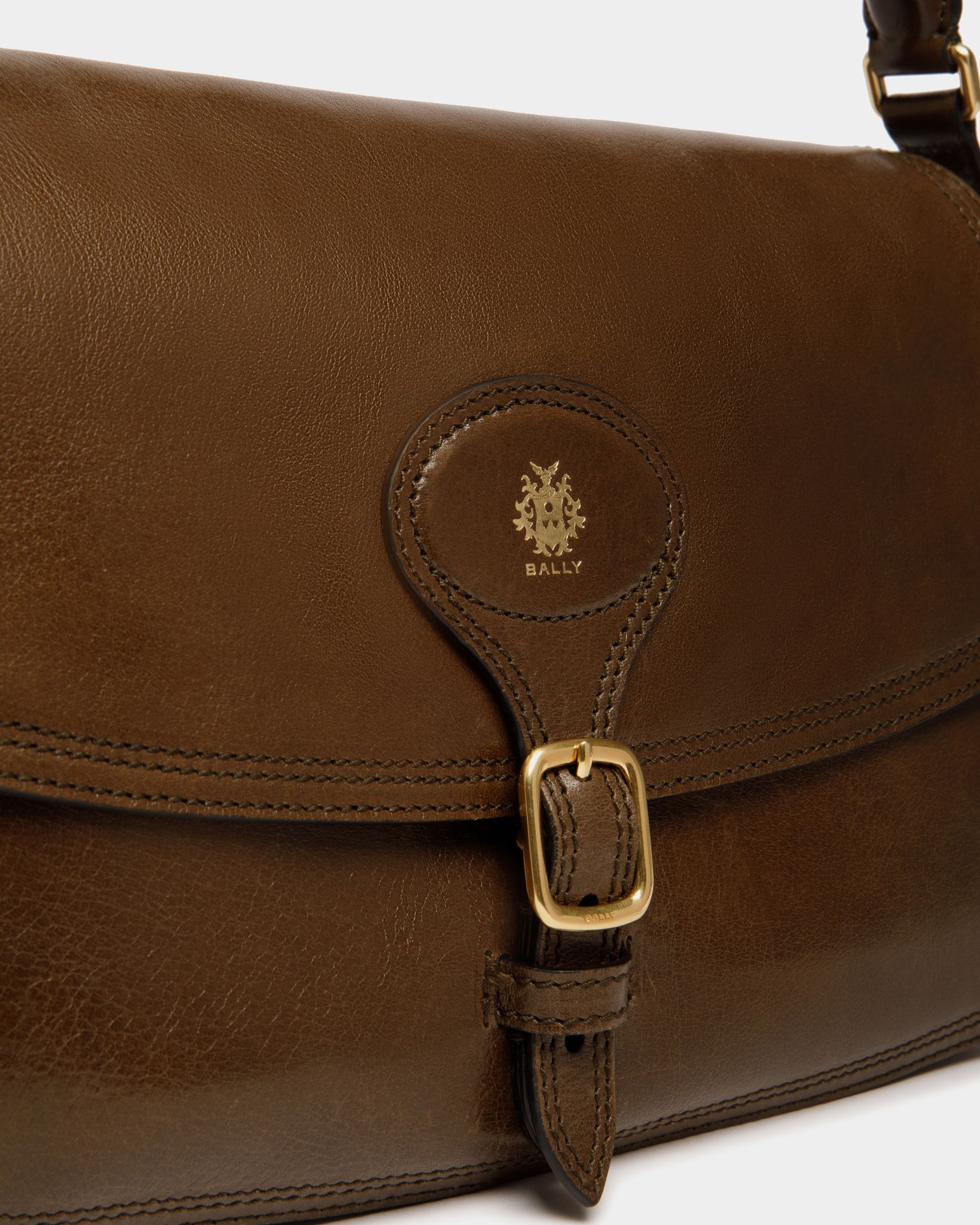 Sac D’épaule Beckett En Cuir Marron Glacé - Femme - Bally - 05