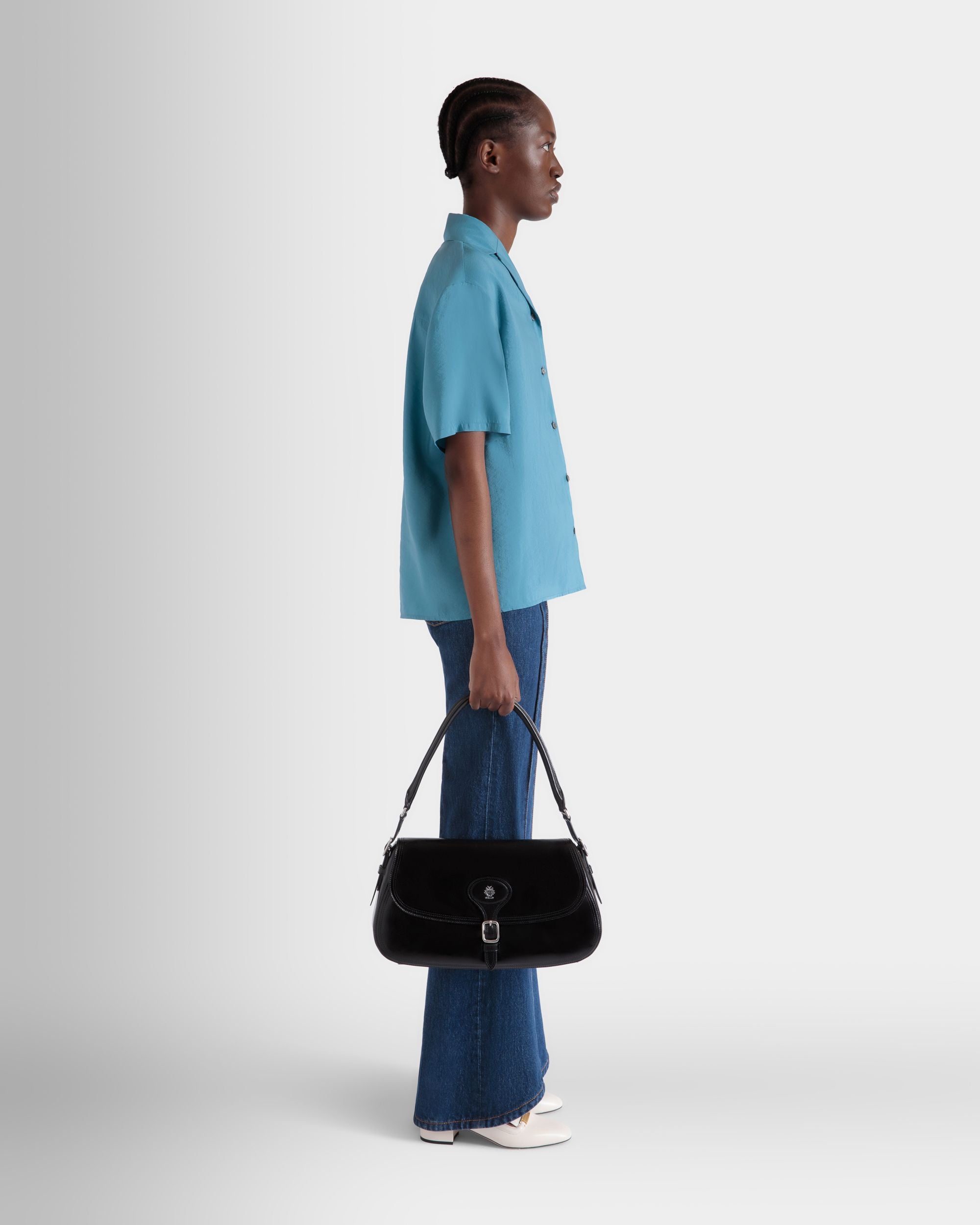 Sac D'épaule Beckett En Cuir Noir - Femme - Bally - 02
