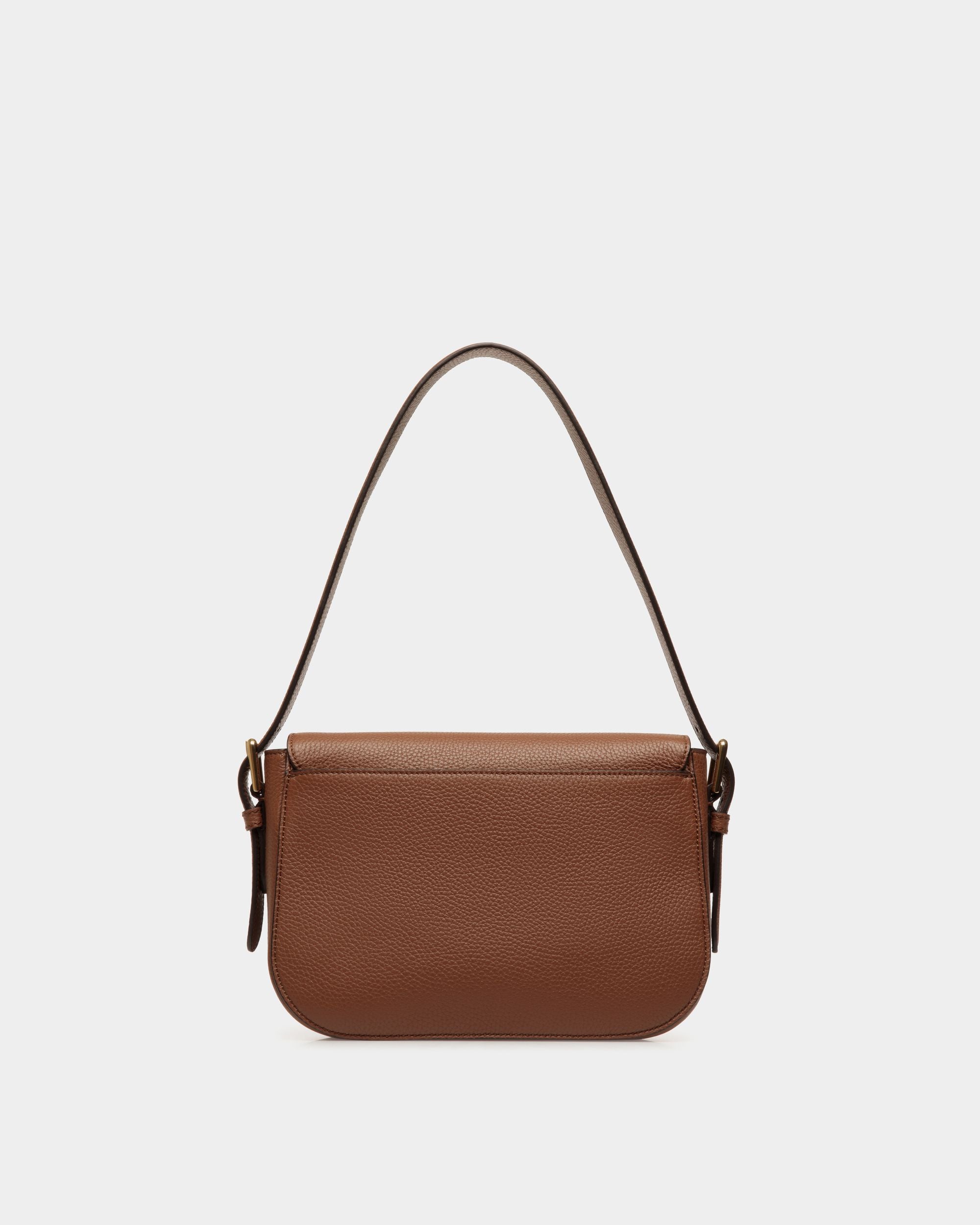 Sac D’épaule Lock Me En Cuir Grainé Marron - Femme - Bally - 03