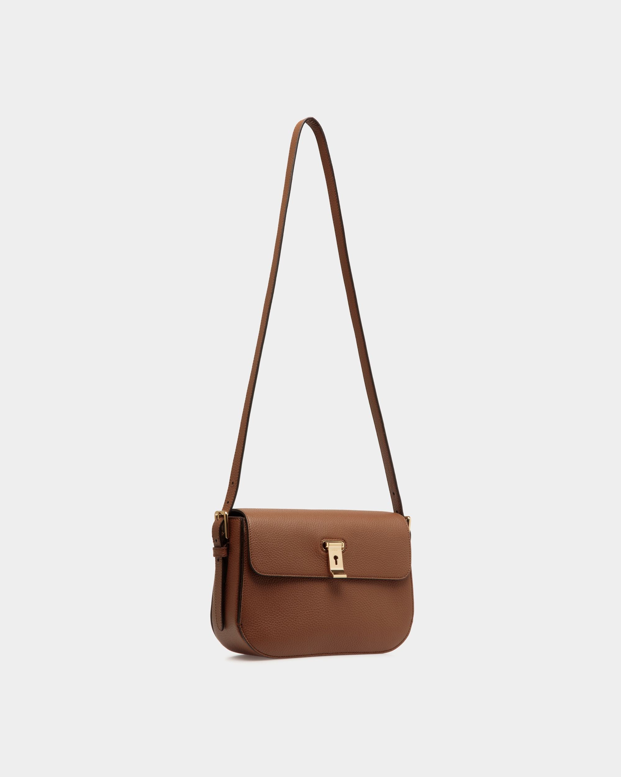 Sac D’épaule Lock Me En Cuir Grainé Marron - Femme - Bally - 05