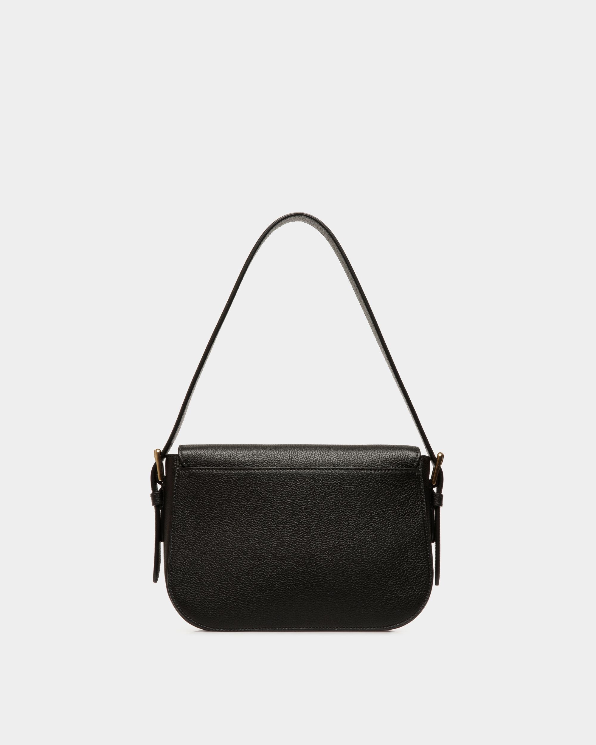 Sac D’épaule Lock Me En Cuir Grainé Noir - Femme - Bally - 03
