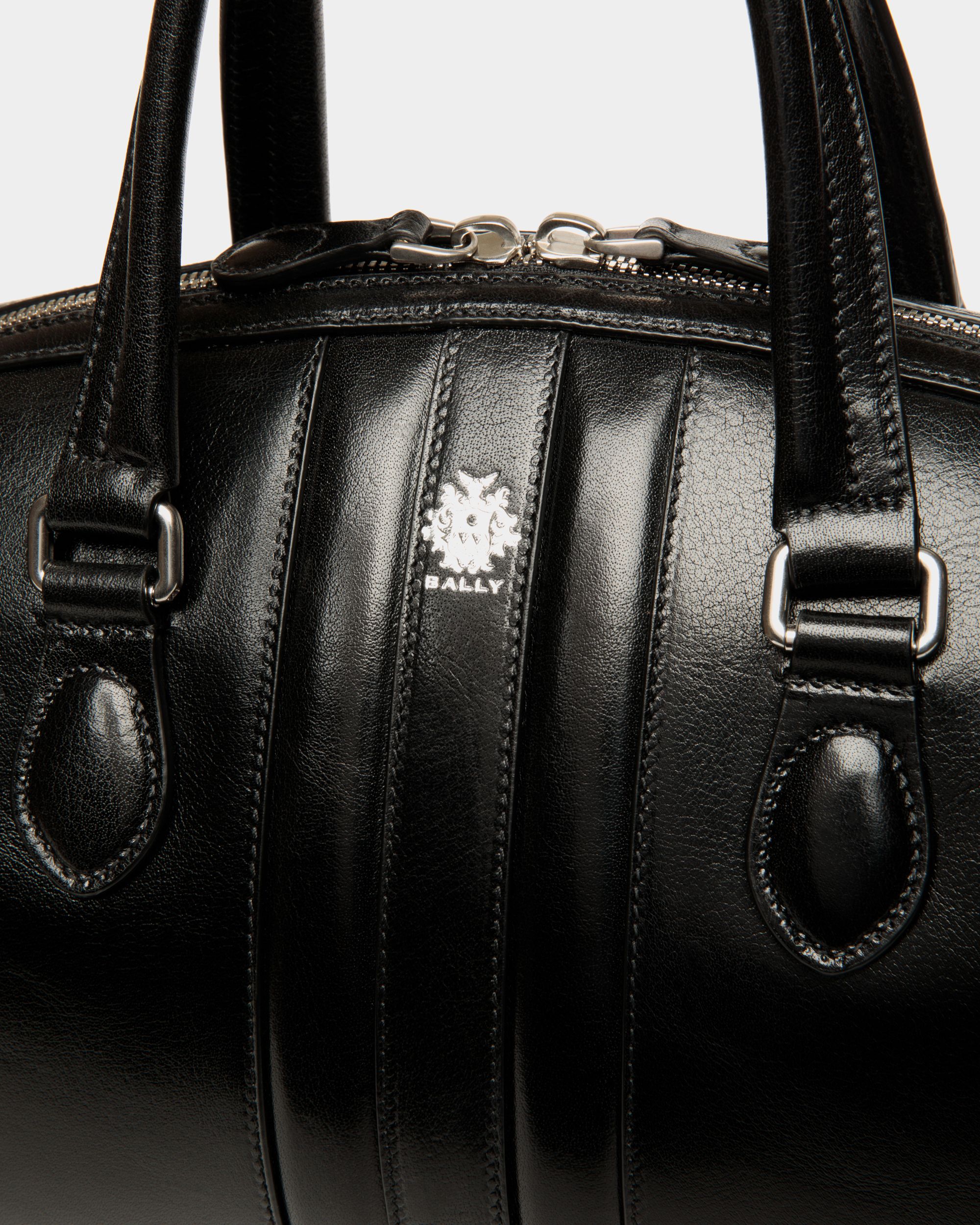 Sac À Anse Supérieure Beckett En Cuir Noir - Femme - Bally - 05