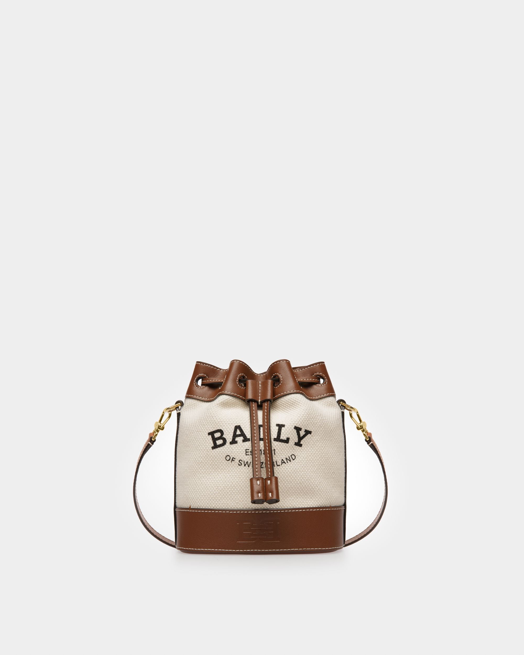 Cleoh Sac Seau En Tissu Couleur Naturelle Et Marron - Femme - Bally - 08