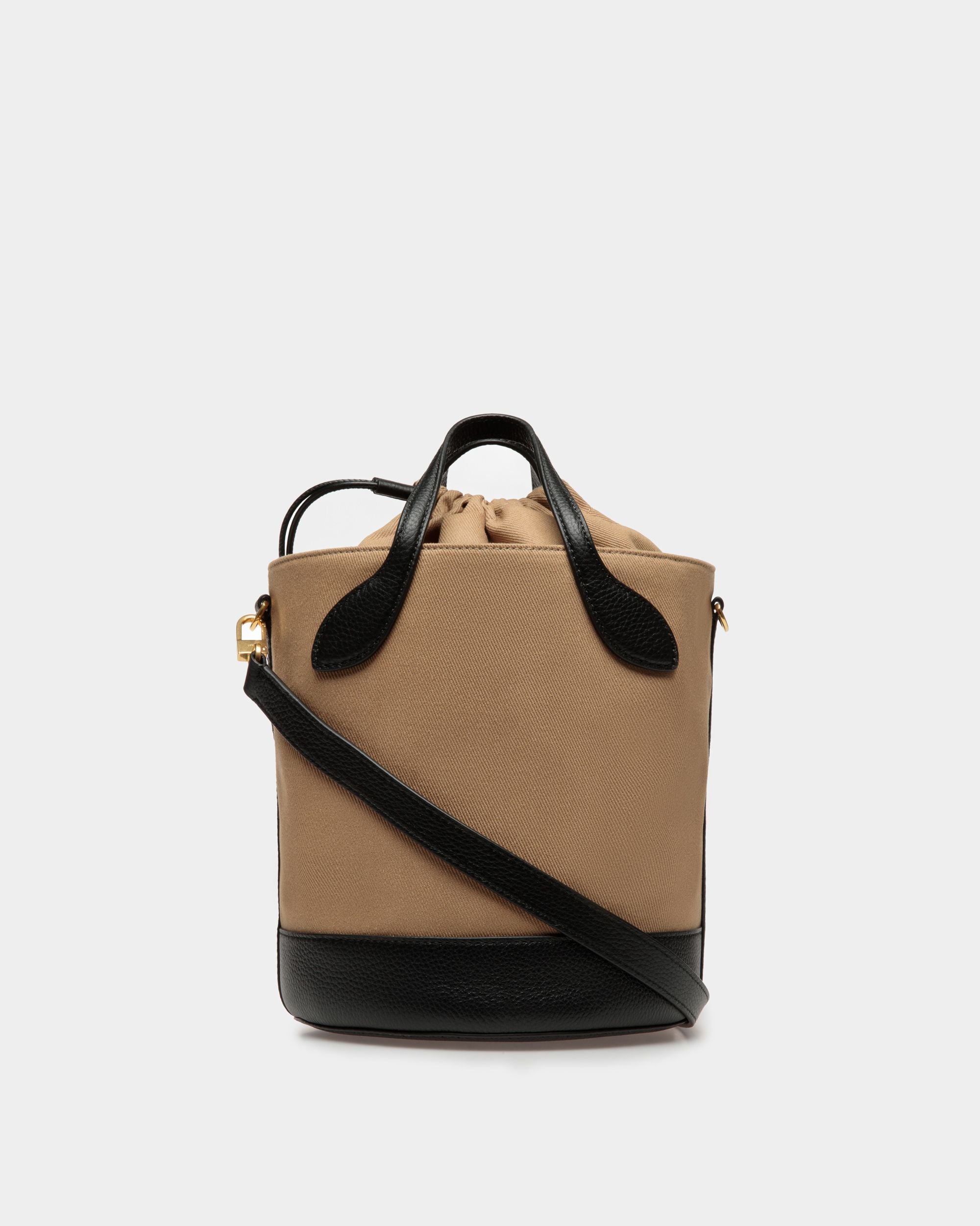 Sac seau Bar En tissu désert et noir - Femme - Bally - 02