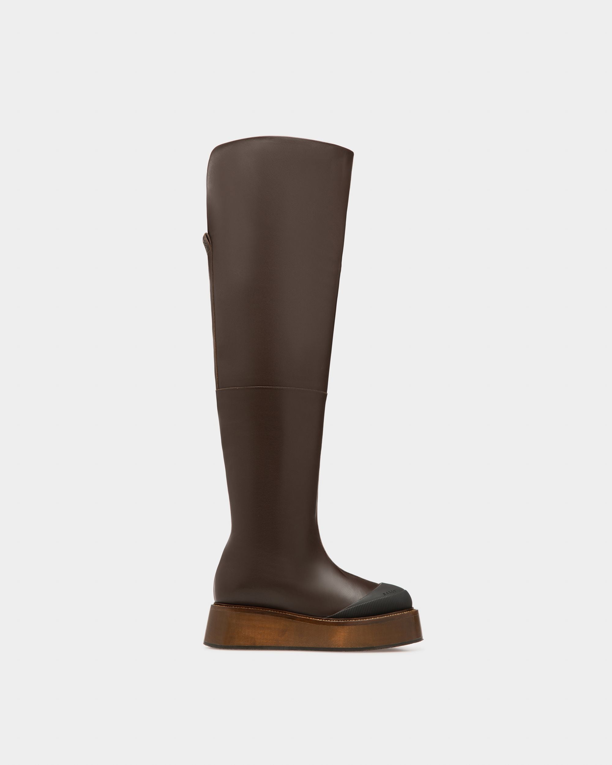 Irenne Bottes Longues En Cuir Marron Ébène - Femme - Bally - 01
