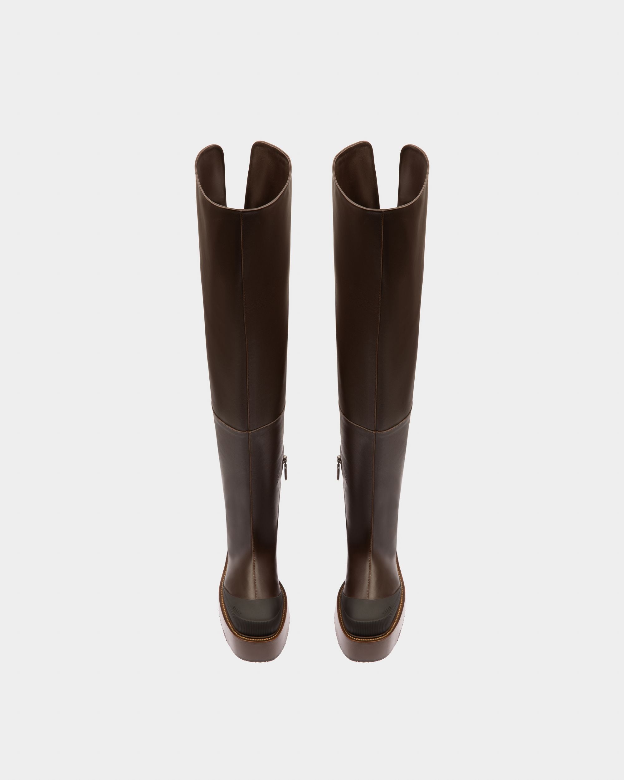 Irenne Bottes Longues En Cuir Marron Ébène - Femme - Bally - 02