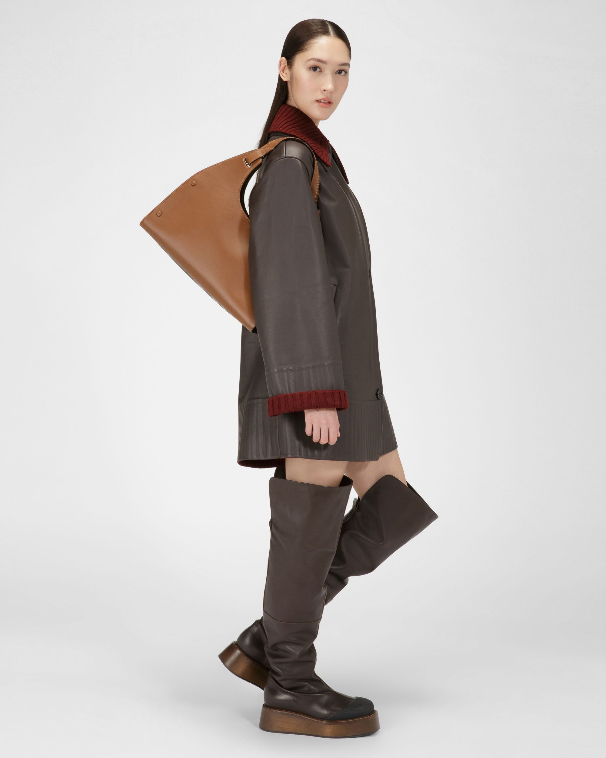 Irenne Bottes Longues En Cuir Marron Ébène - Femme - Bally - 03