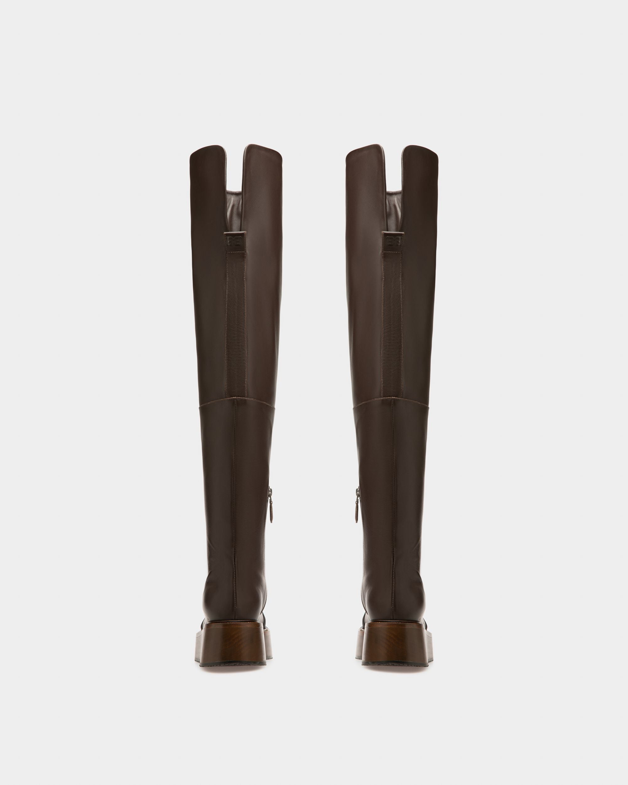 Irenne Bottes Longues En Cuir Marron Ébène - Femme - Bally - 04