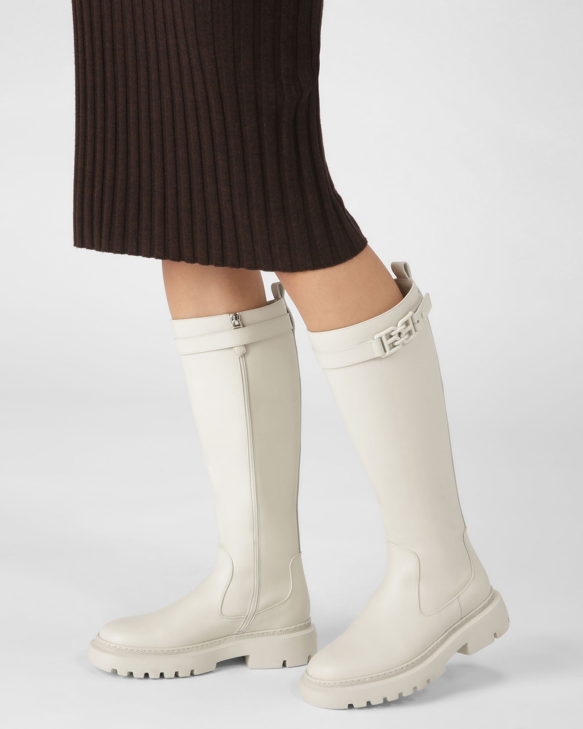 Gaila Bottes En Cuir Blanc Poensiéreux - Femme - Bally - 03