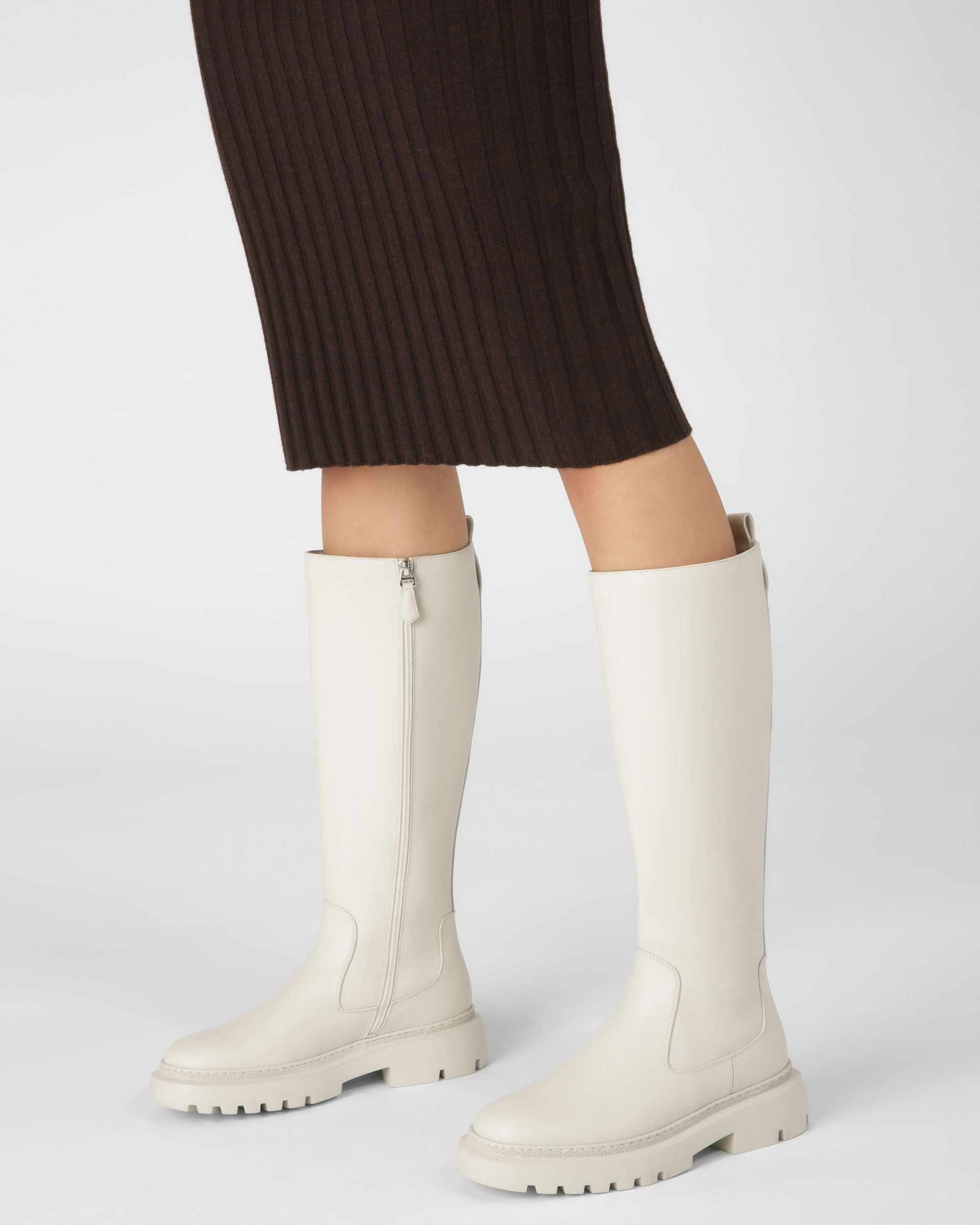 Gaila Bottes En Cuir Blanc Poensiéreux - Femme - Bally - 08