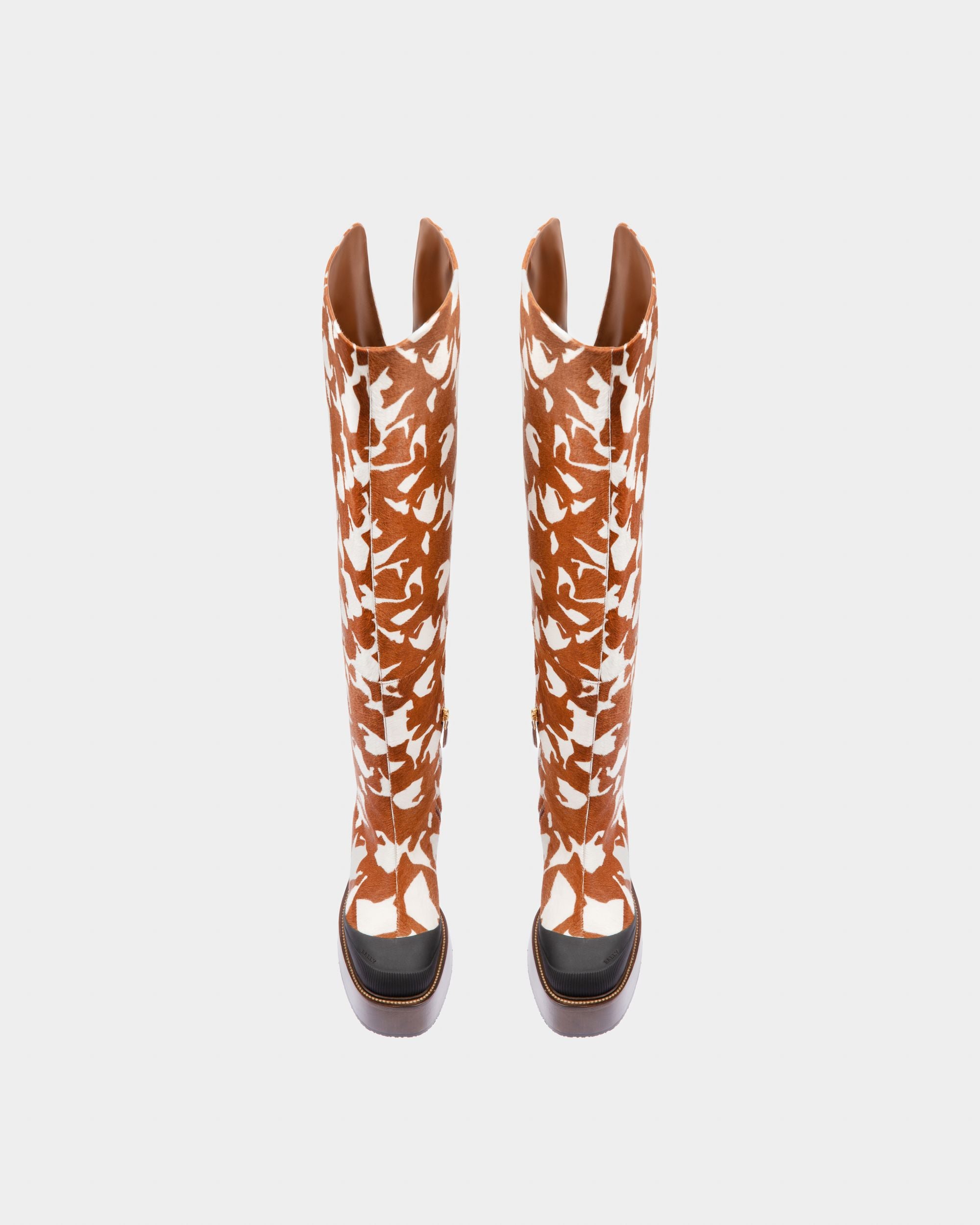 Irenne Bottes Longues En Cuir Blanc Et Marron - Femme - Bally - 02