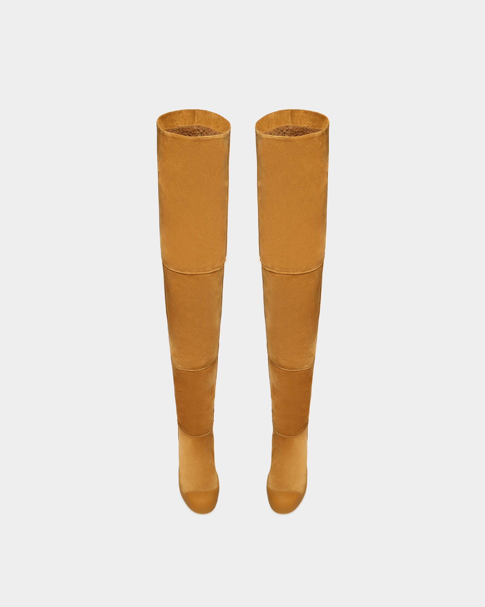Cortina Bottes Montantes En Cuir Camel - Femme - Bally - 02