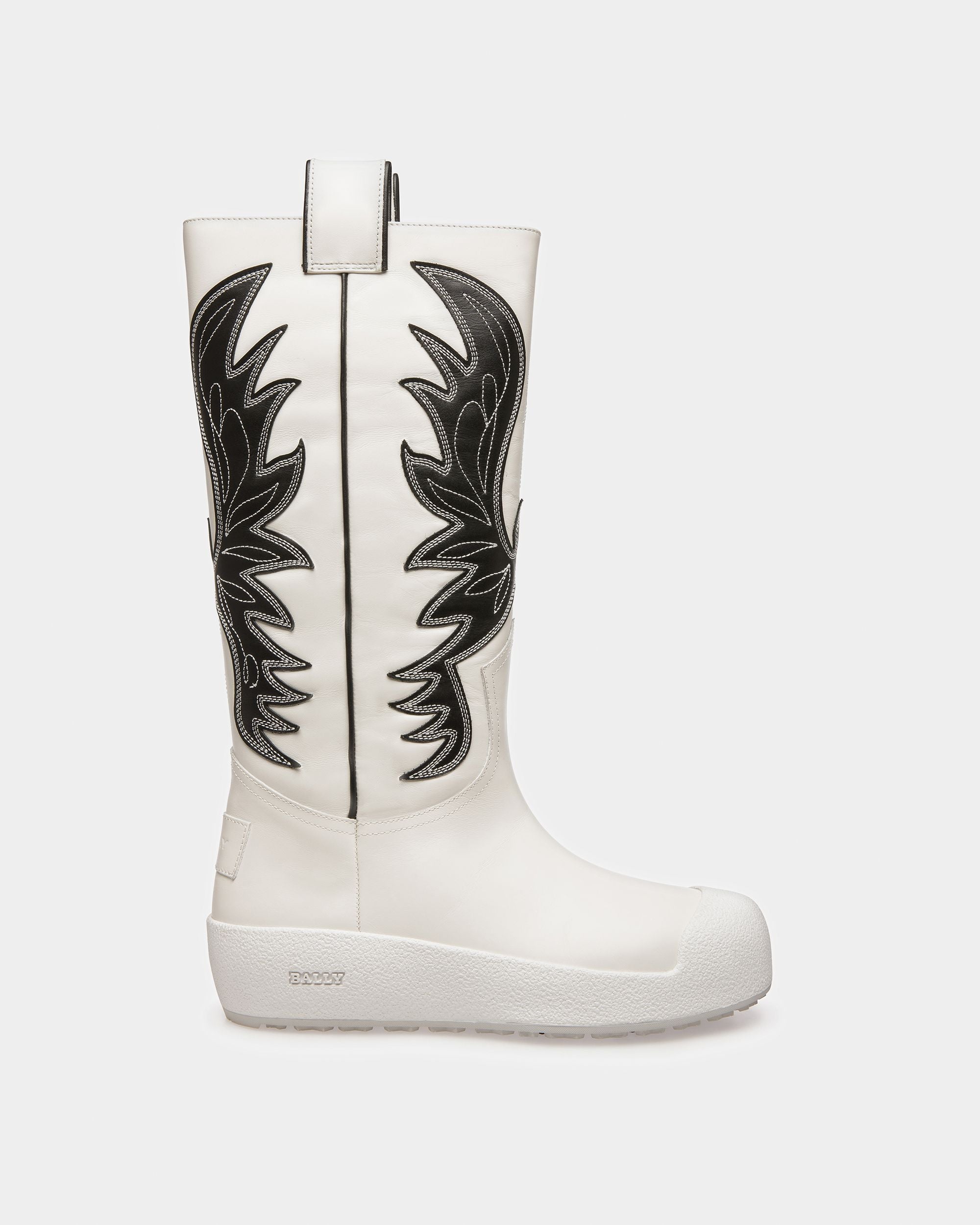 Chambery Bottes Montantes En Cuir Noir Et Blanc - Femme - Bally - 08