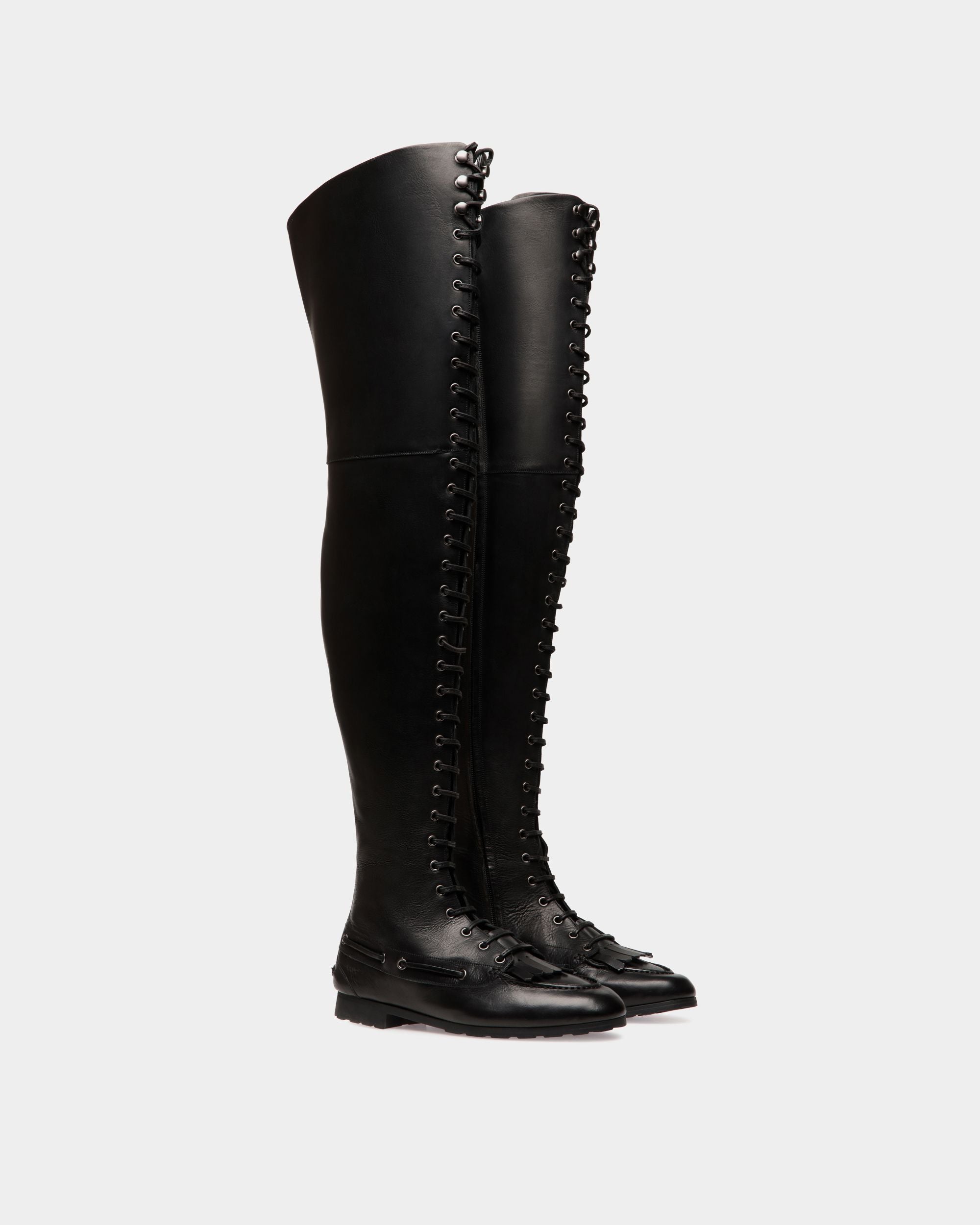 Plume Boot In Black Leather - Femme - Bally - 03