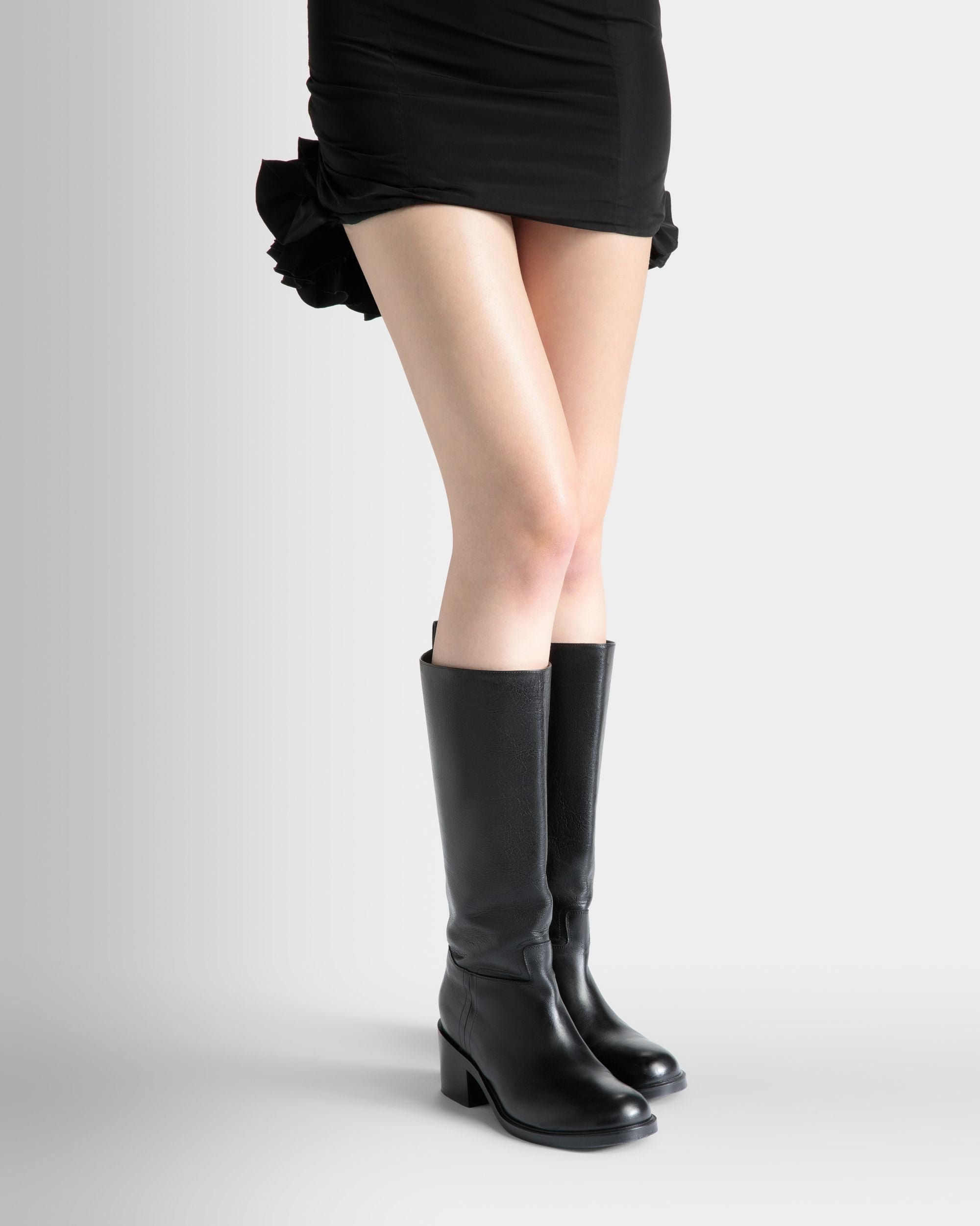 Botte Peggy En Cuir Noir - Femme - Bally - 02