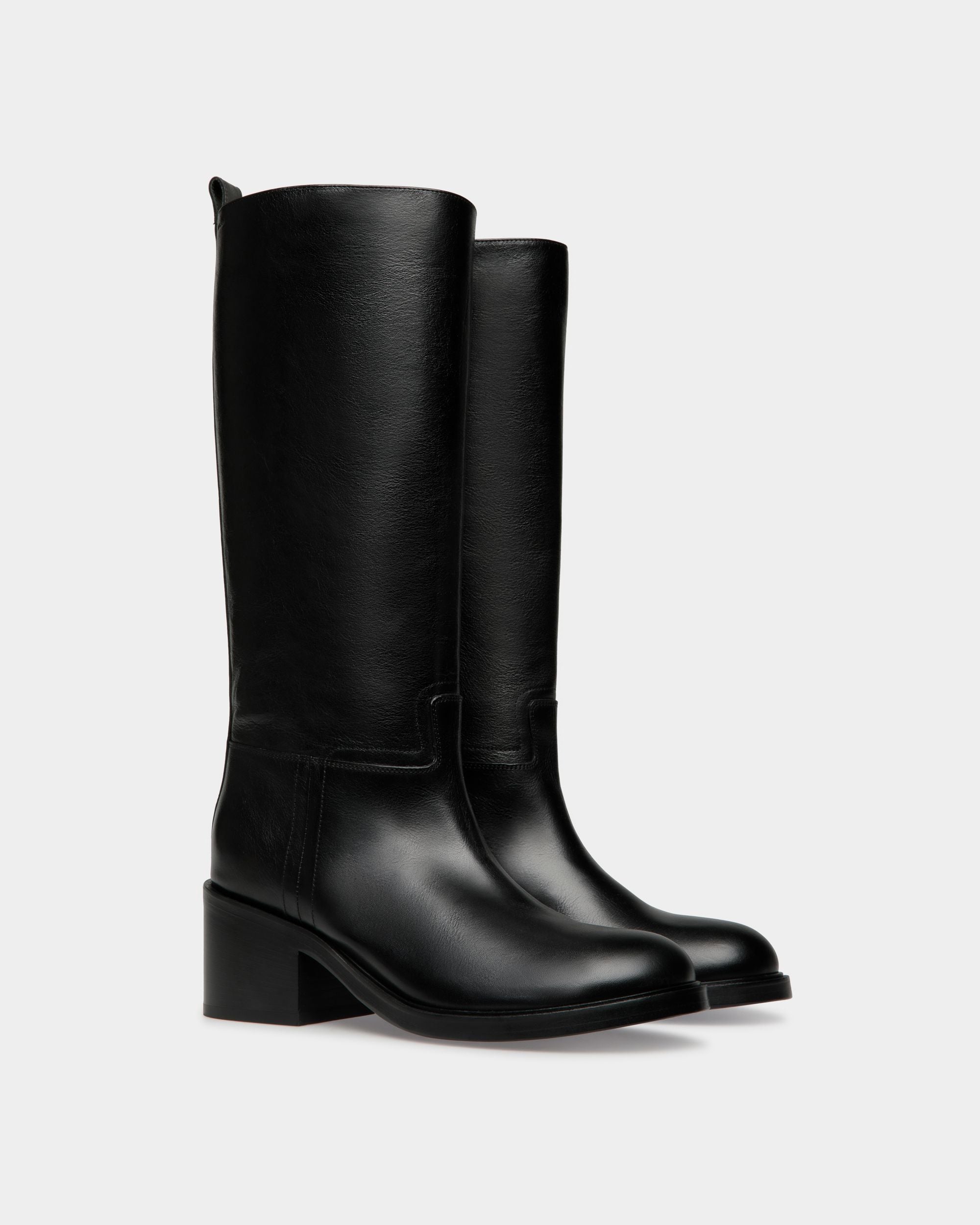 Botte Peggy En Cuir Noir - Femme - Bally - 03