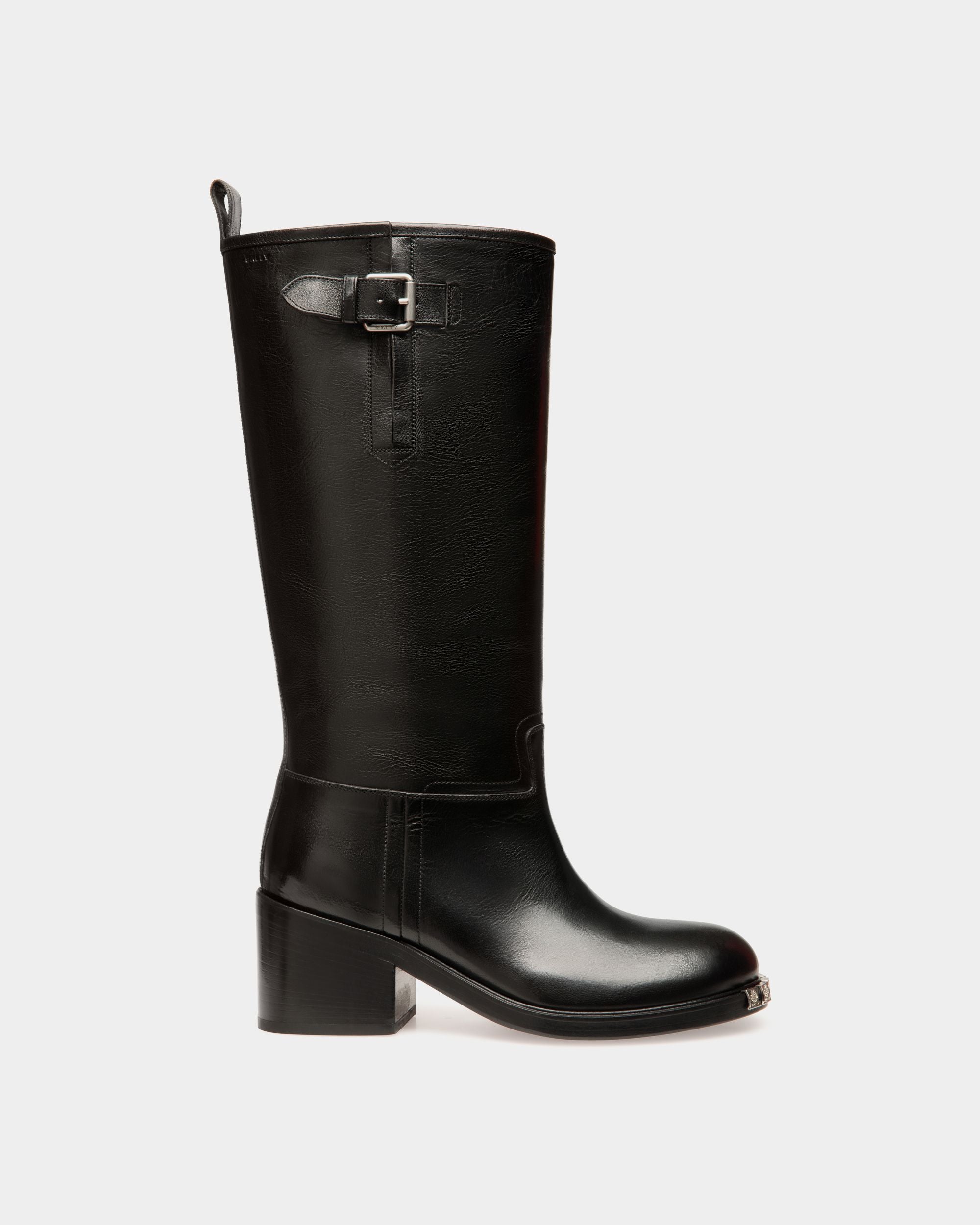 Botte Peggy En Cuir Noir - Femme - Bally - 01