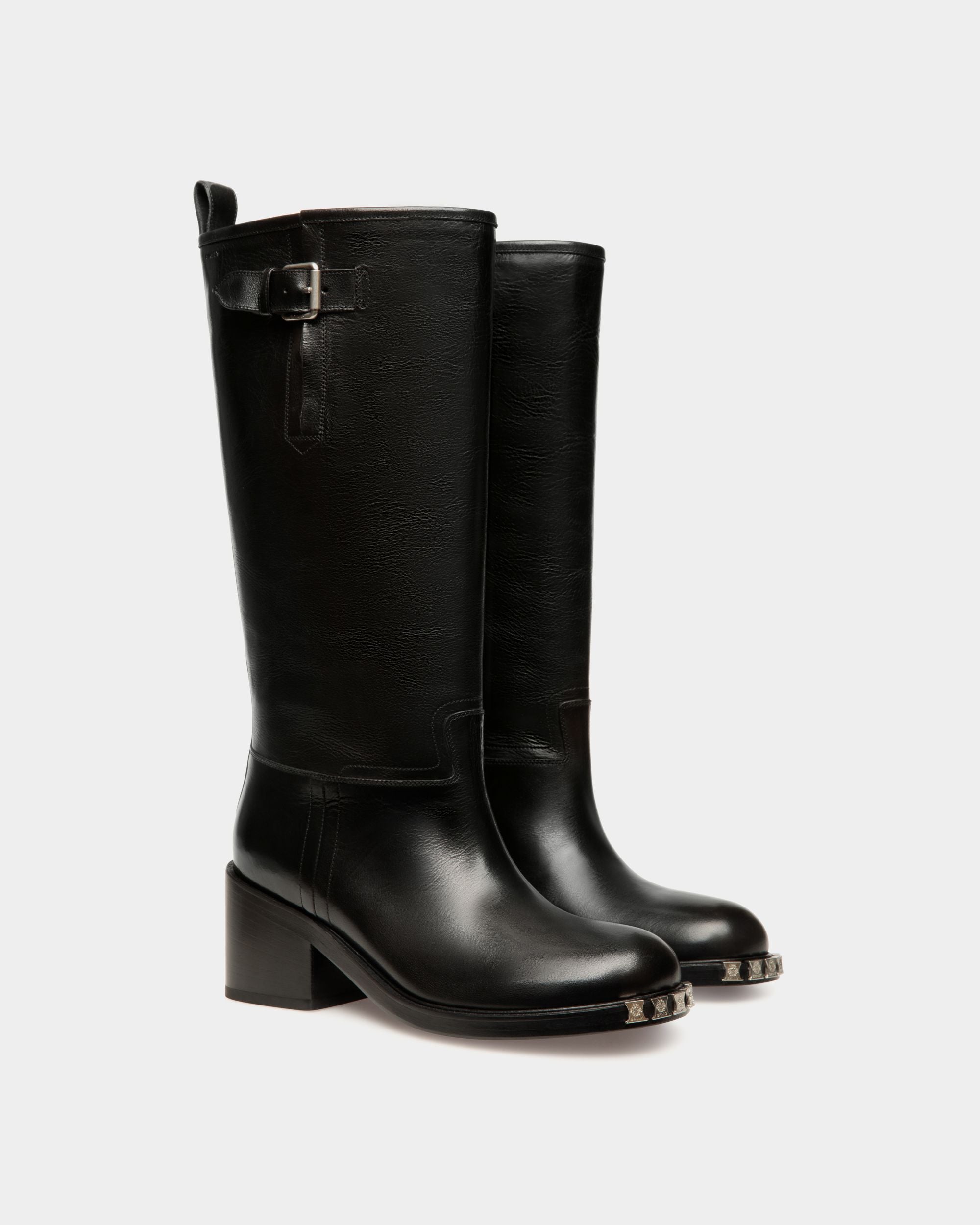 Botte Peggy En Cuir Noir - Femme - Bally - 03