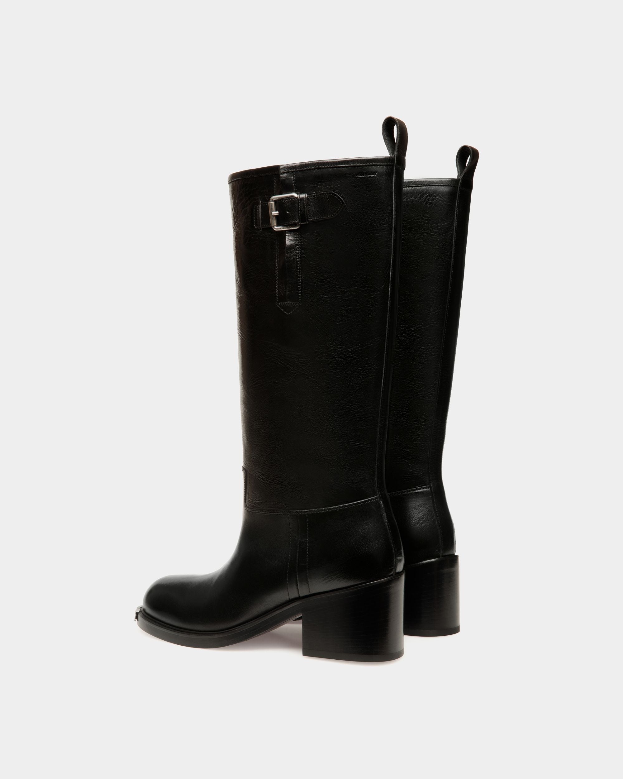 Botte Peggy En Cuir Noir - Femme - Bally - 04