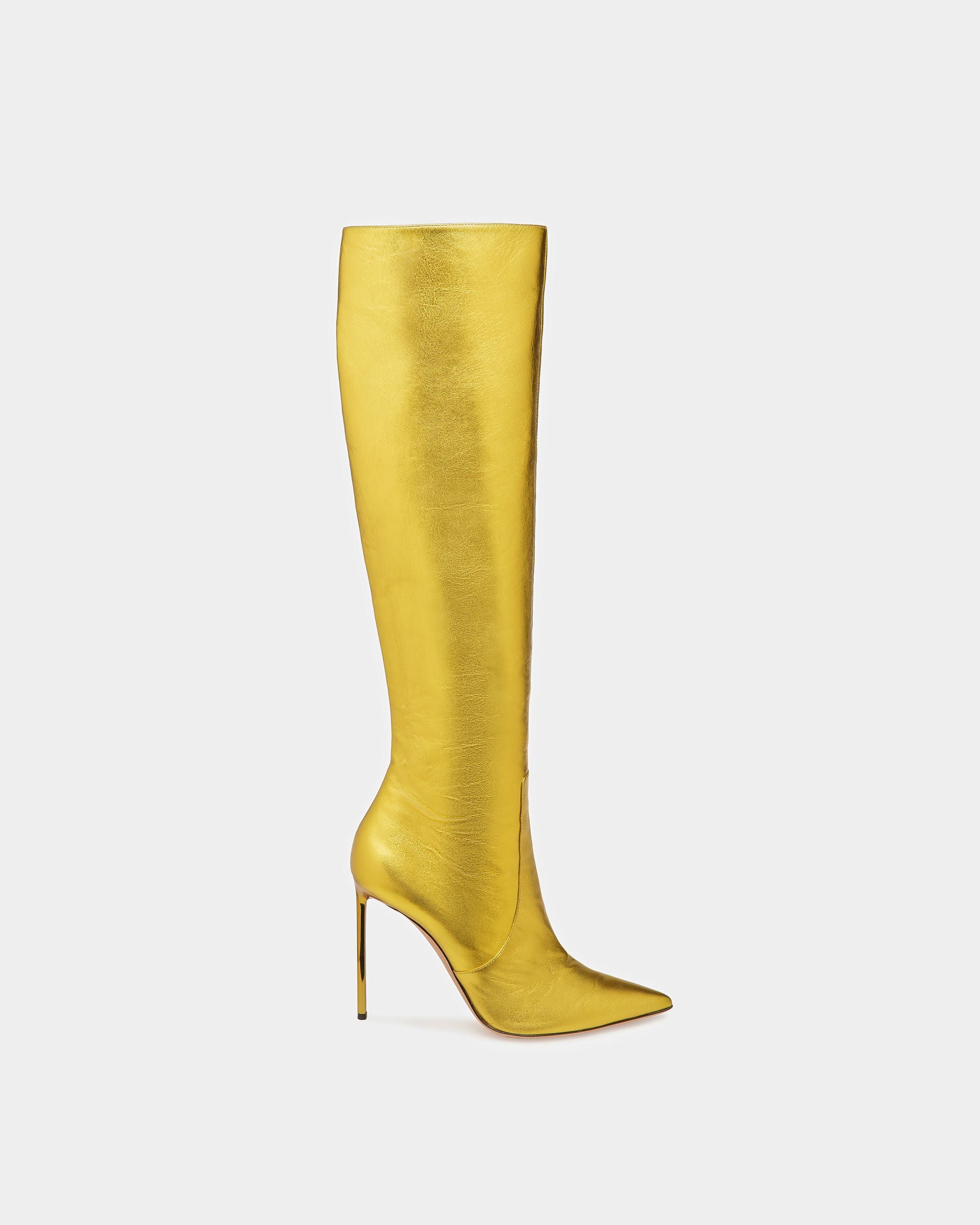Botte Block En Cuir Métallisé - Femme - Bally - 01