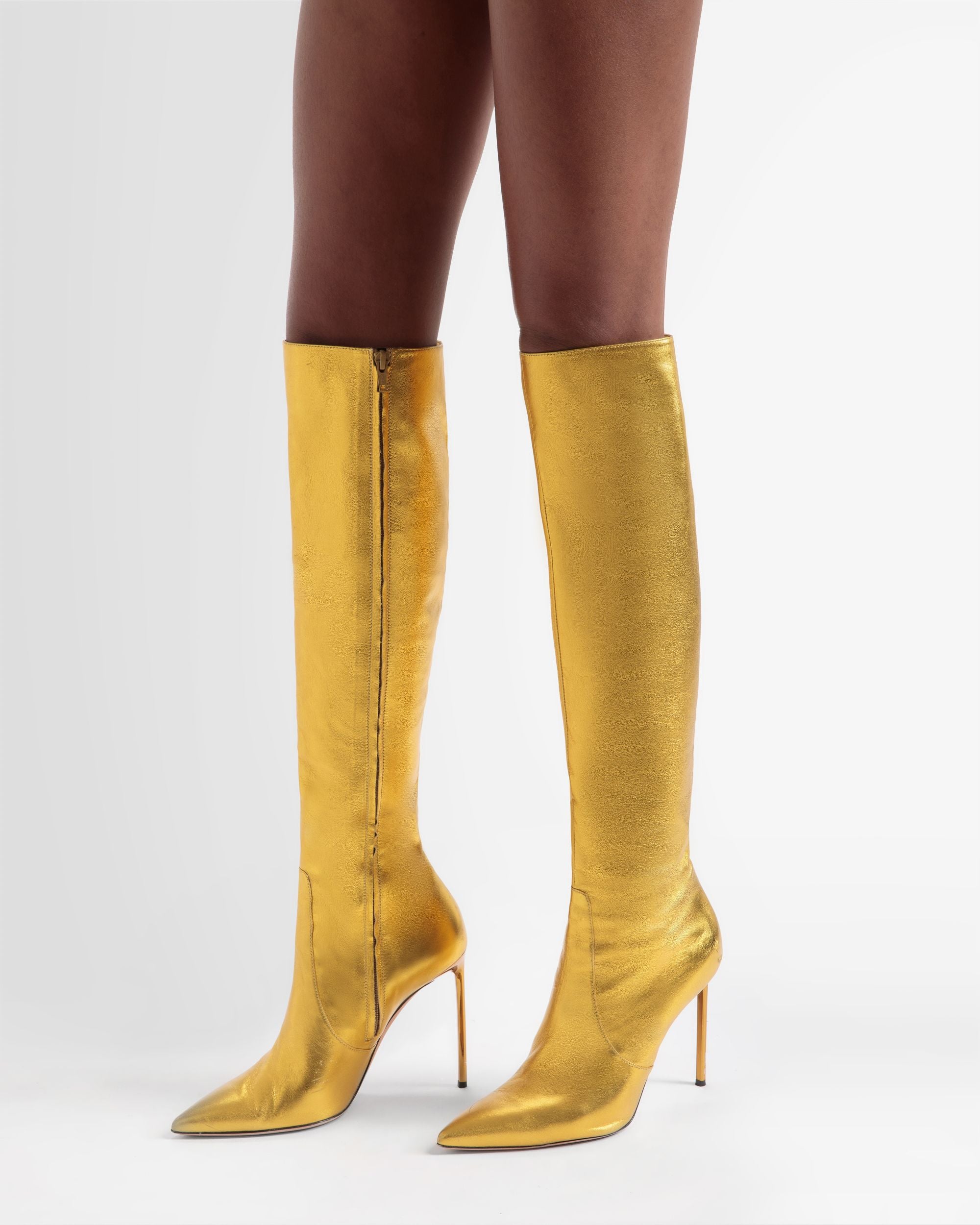 Botte Block En Cuir Métallisé - Femme - Bally - 02