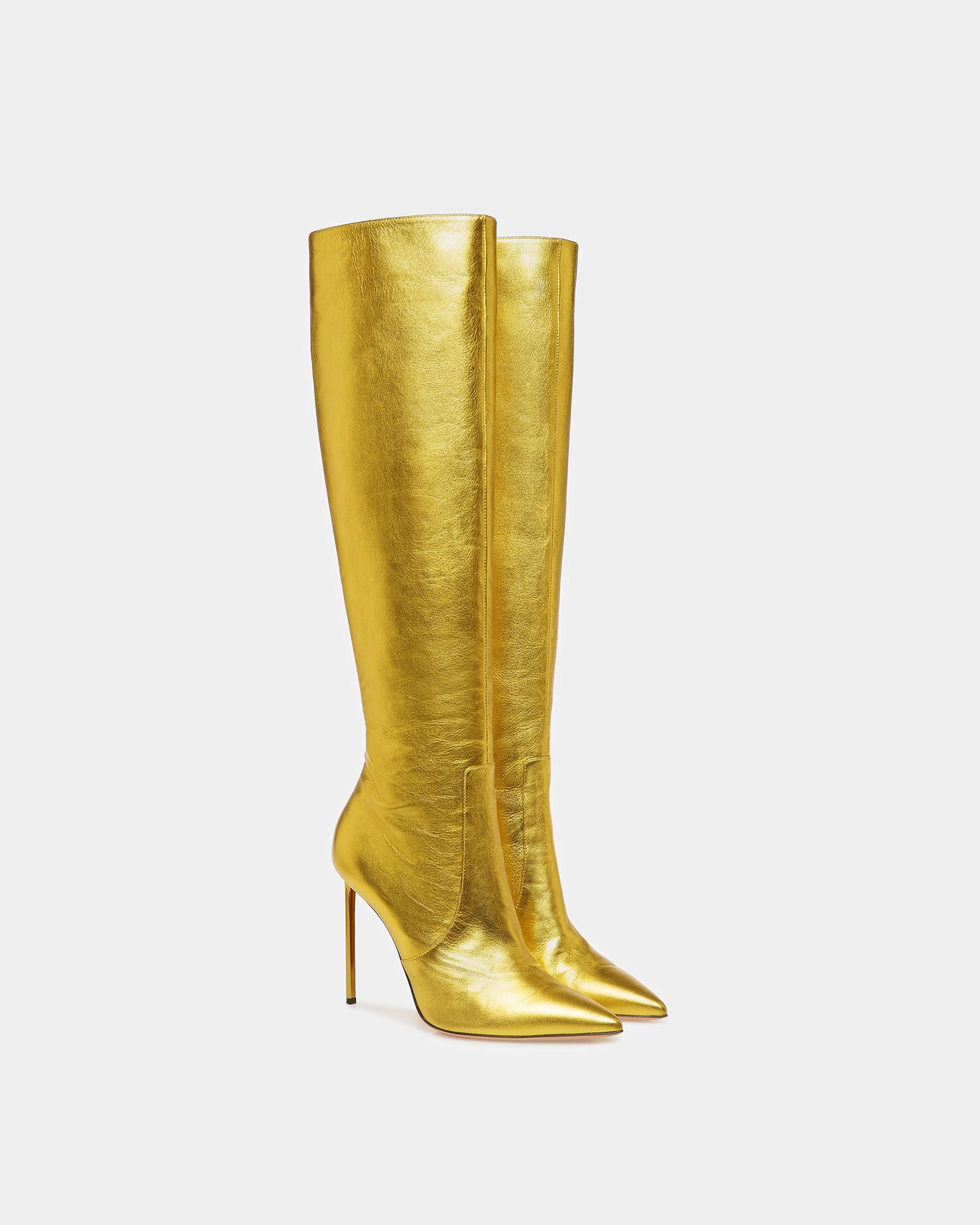 Botte Block En Cuir Métallisé - Femme - Bally - 03