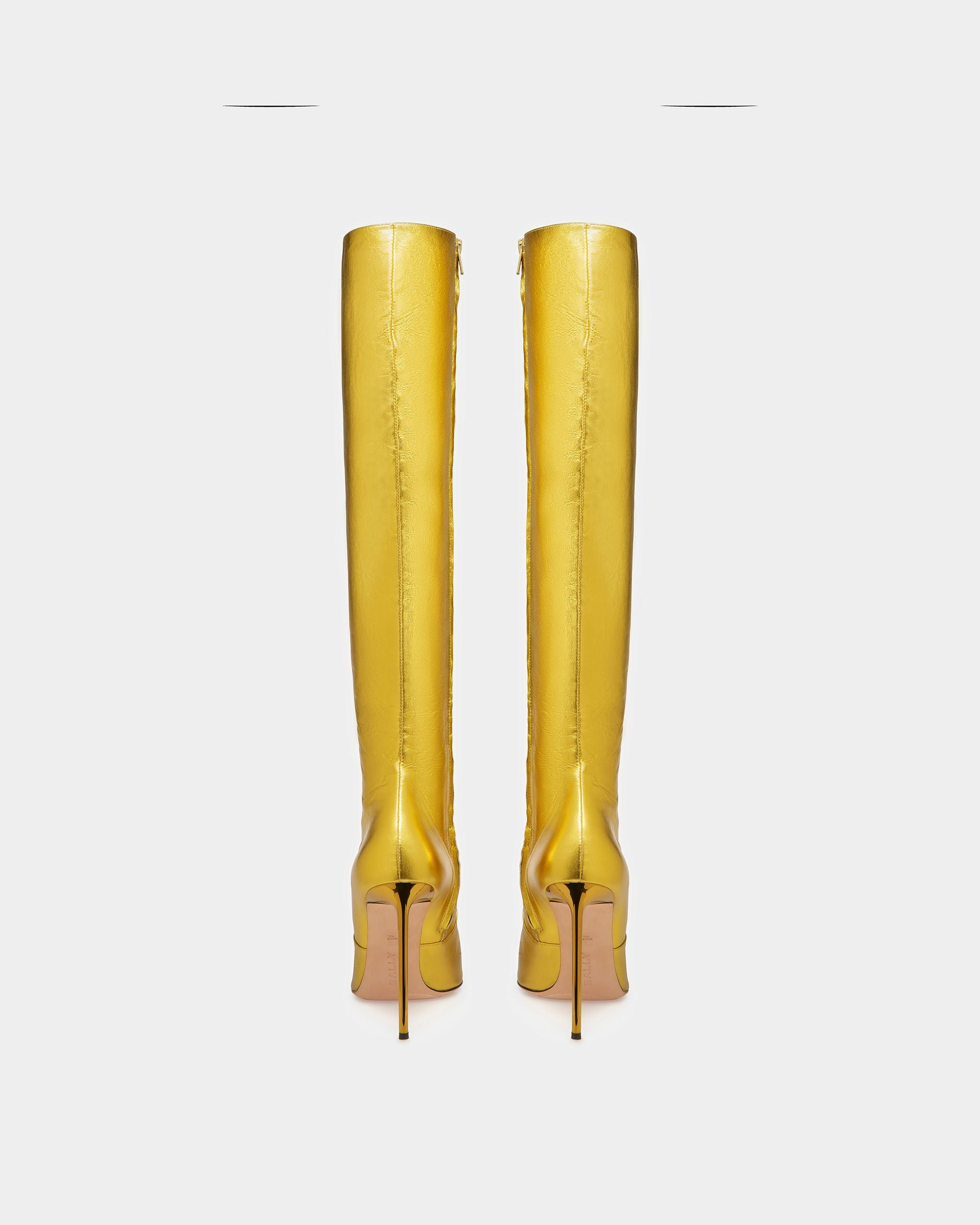 Botte Block En Cuir Métallisé - Femme - Bally - 04