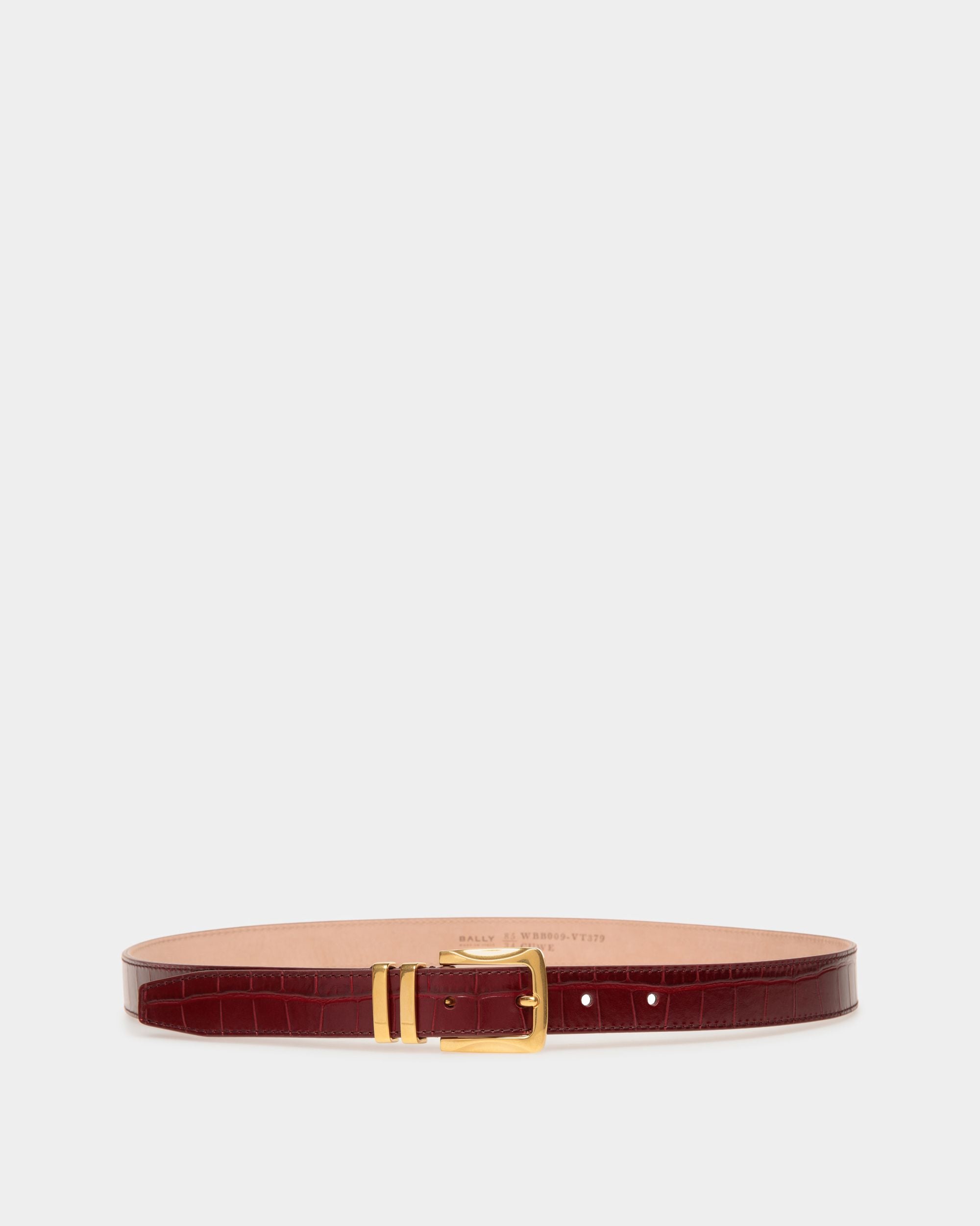 Ceinture Fixe Baroque En Cuir Bordeaux - Femme - Bally - 01
