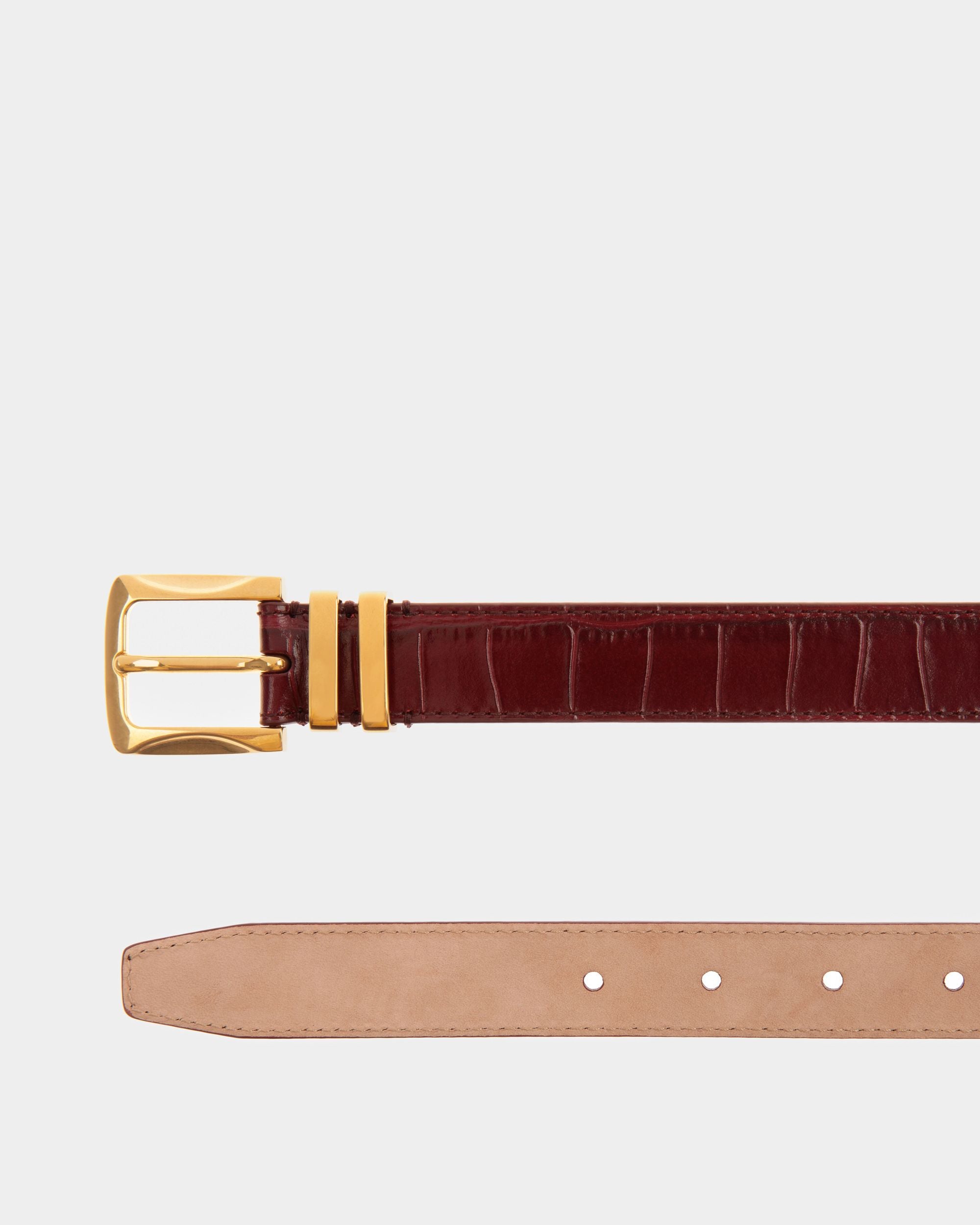 Ceinture Fixe Baroque En Cuir Bordeaux - Femme - Bally - 02