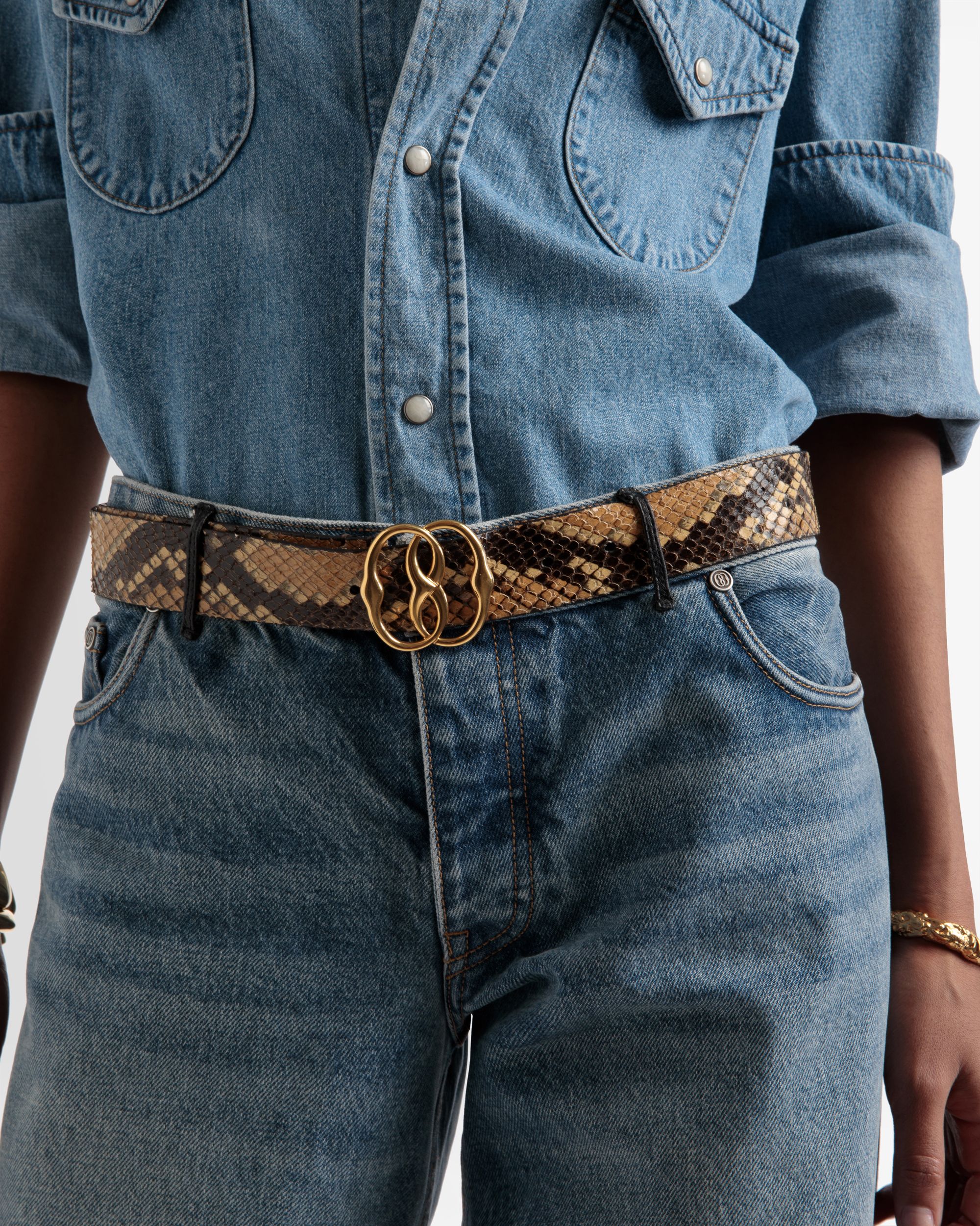 Emblem Ceinture Imprimée Python De 25 Mm - Femme - Bally - 03