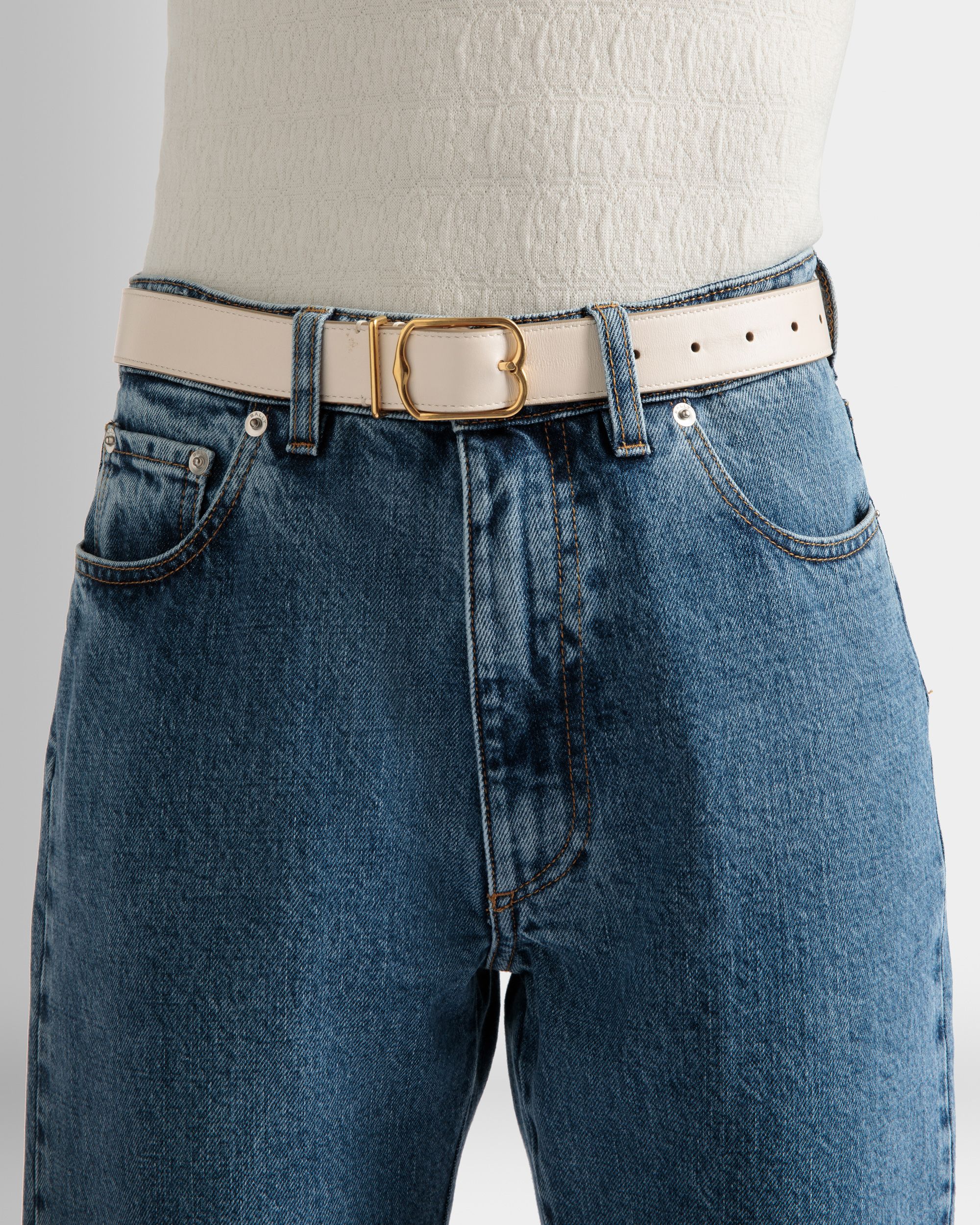 Ceinture Emblem En Cuir Ivoire - Femme - Bally - 03