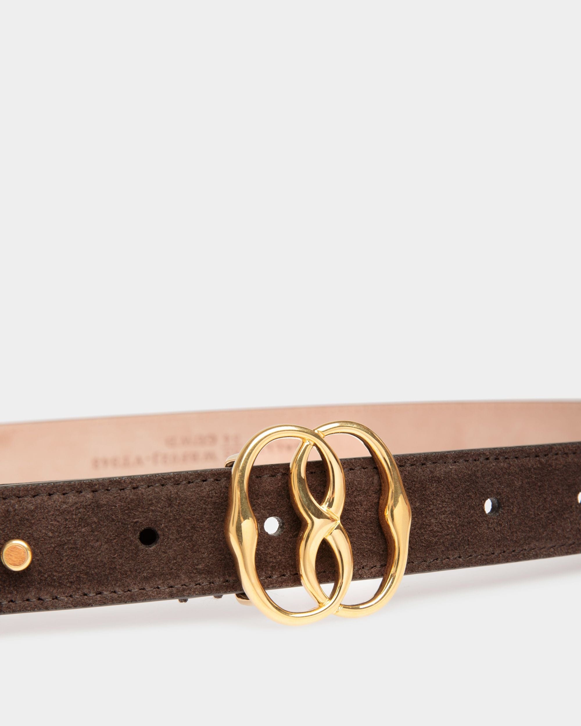Ceinture Fixe Emblem En Cuir Marron - Femme - Bally - 03