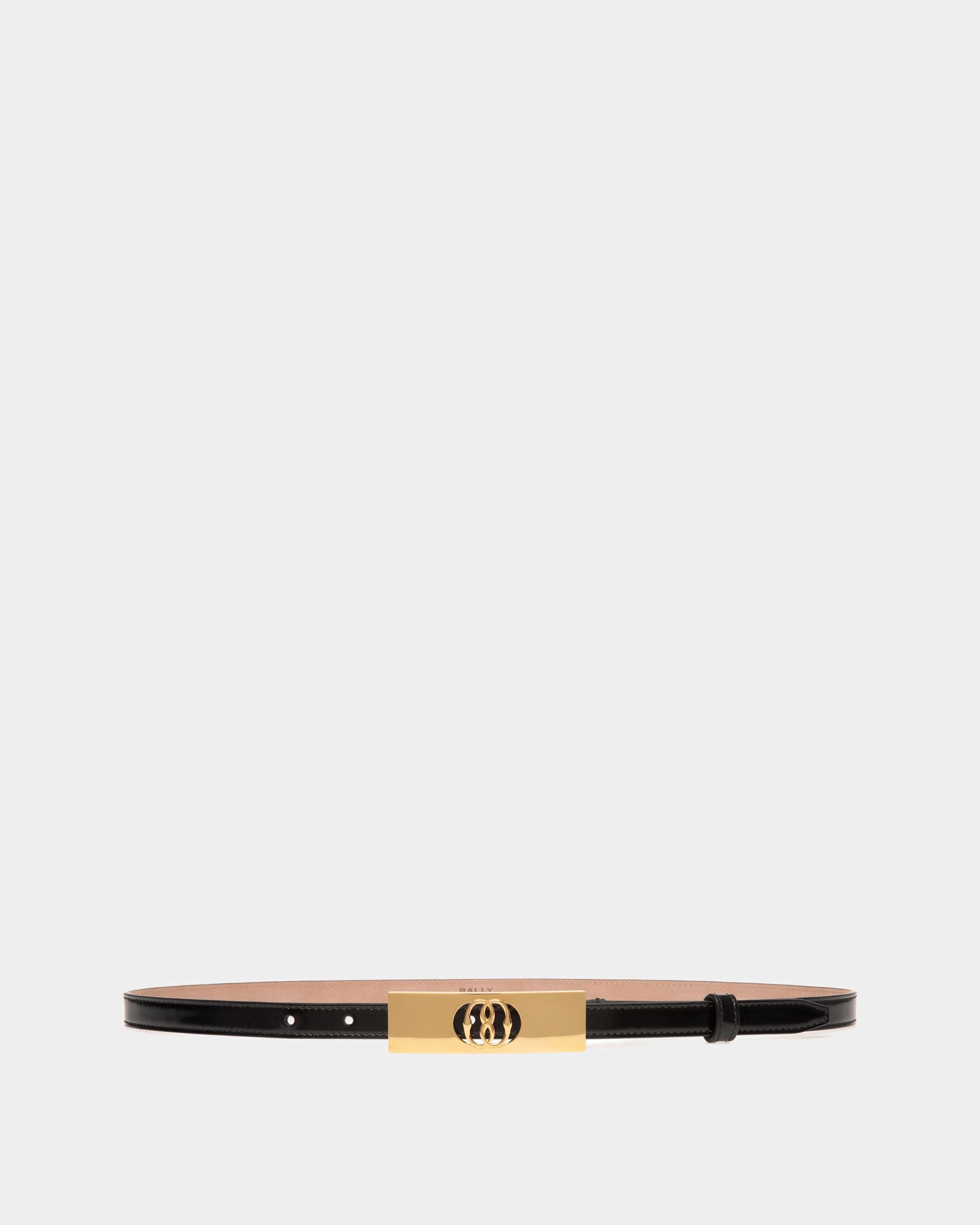 Ceinture Emblem 15 mm En Cuir Brossé Noir - Femme - Bally - 01