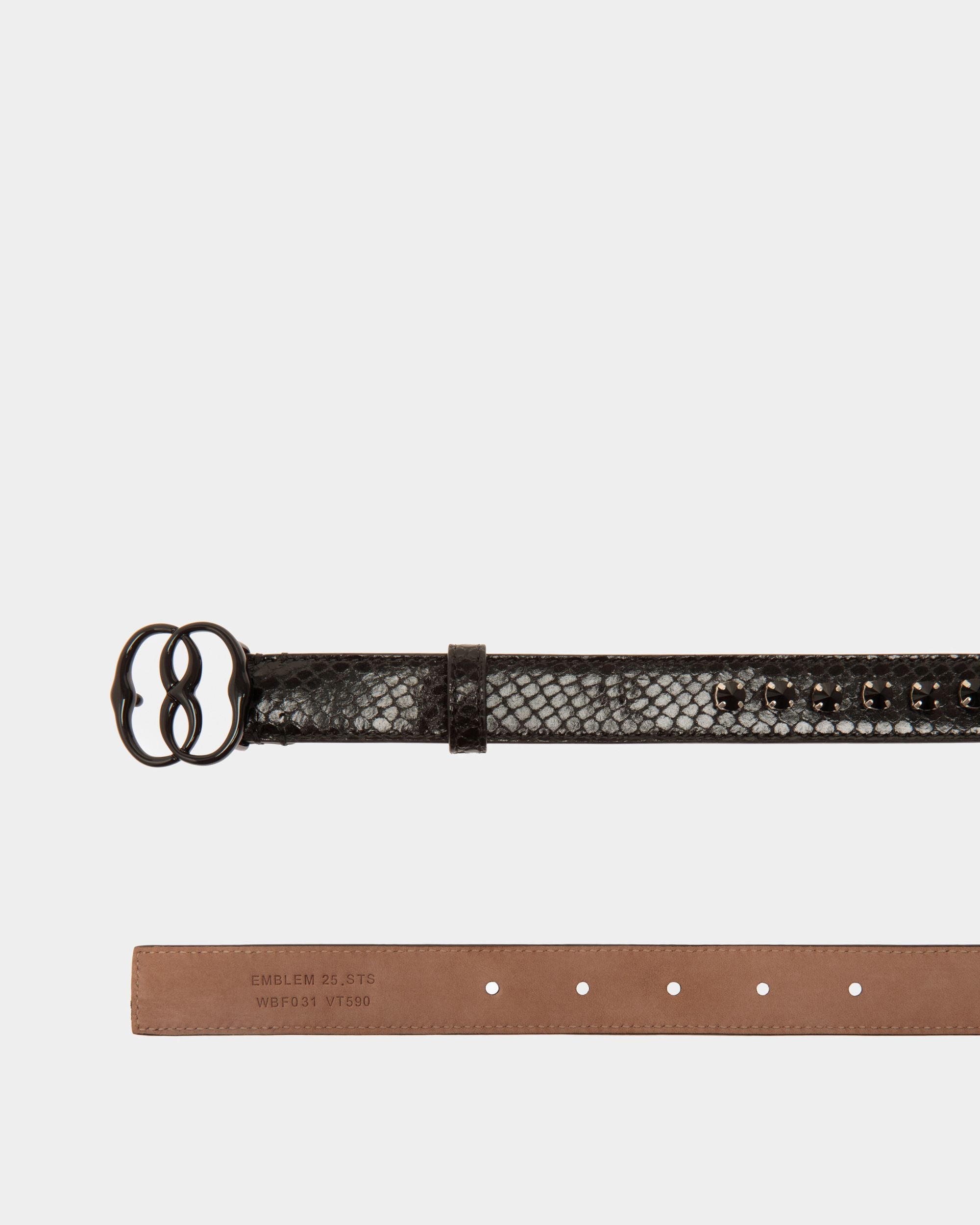 Ceinture Emblem 25 Mm en Cuir À Imprimé Python Noir - Femme - Bally - 02