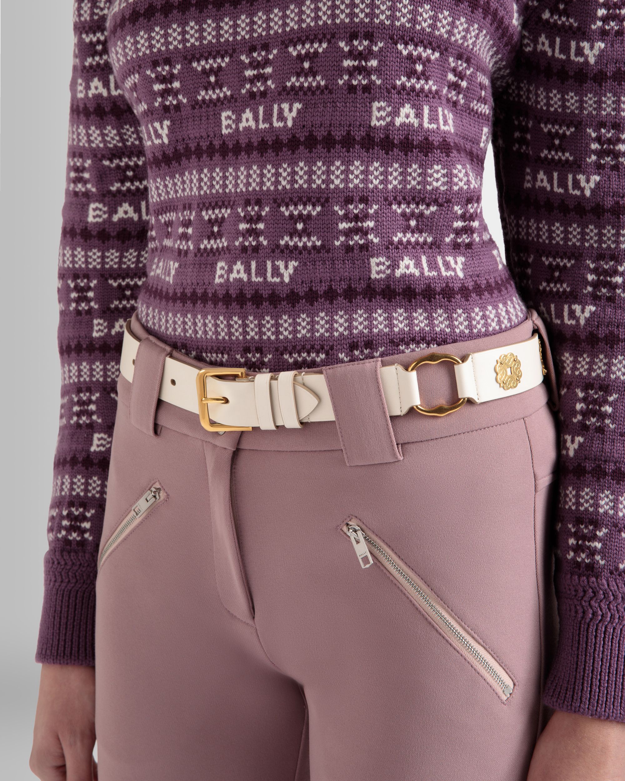 Ceinture Arkle 105 cm En Cuir Blanc - Femme - Bally - 03