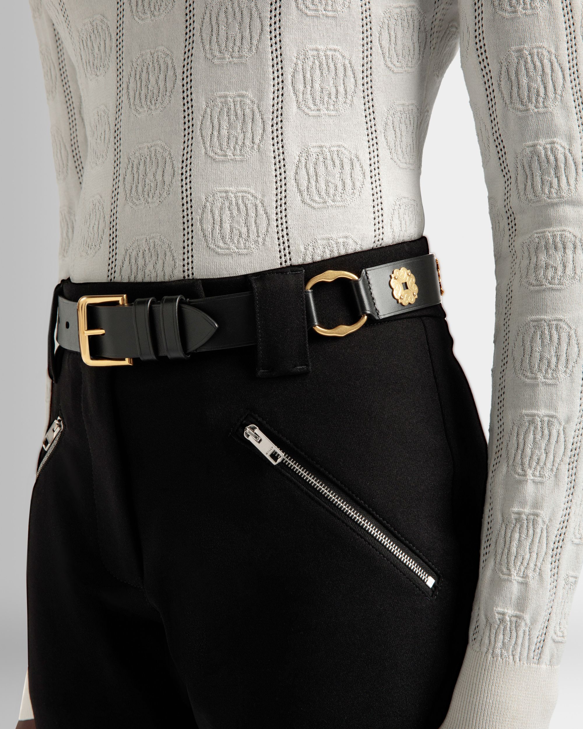 Ceinture Arkle 105 cm En Cuir Noir - Femme - Bally - 03