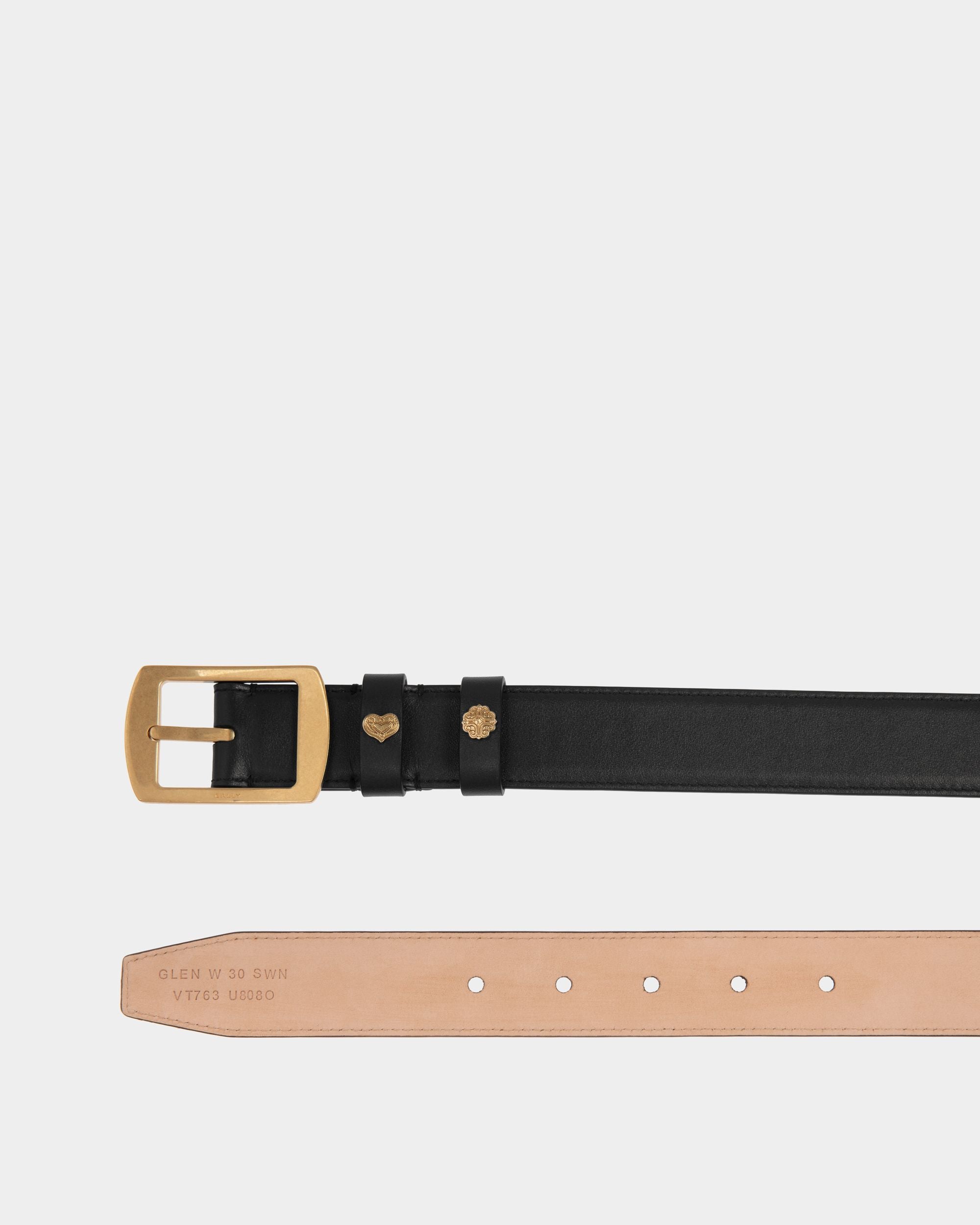 Ceinture Glen 30 mm En Cuir Noir - Femme - Bally - 02