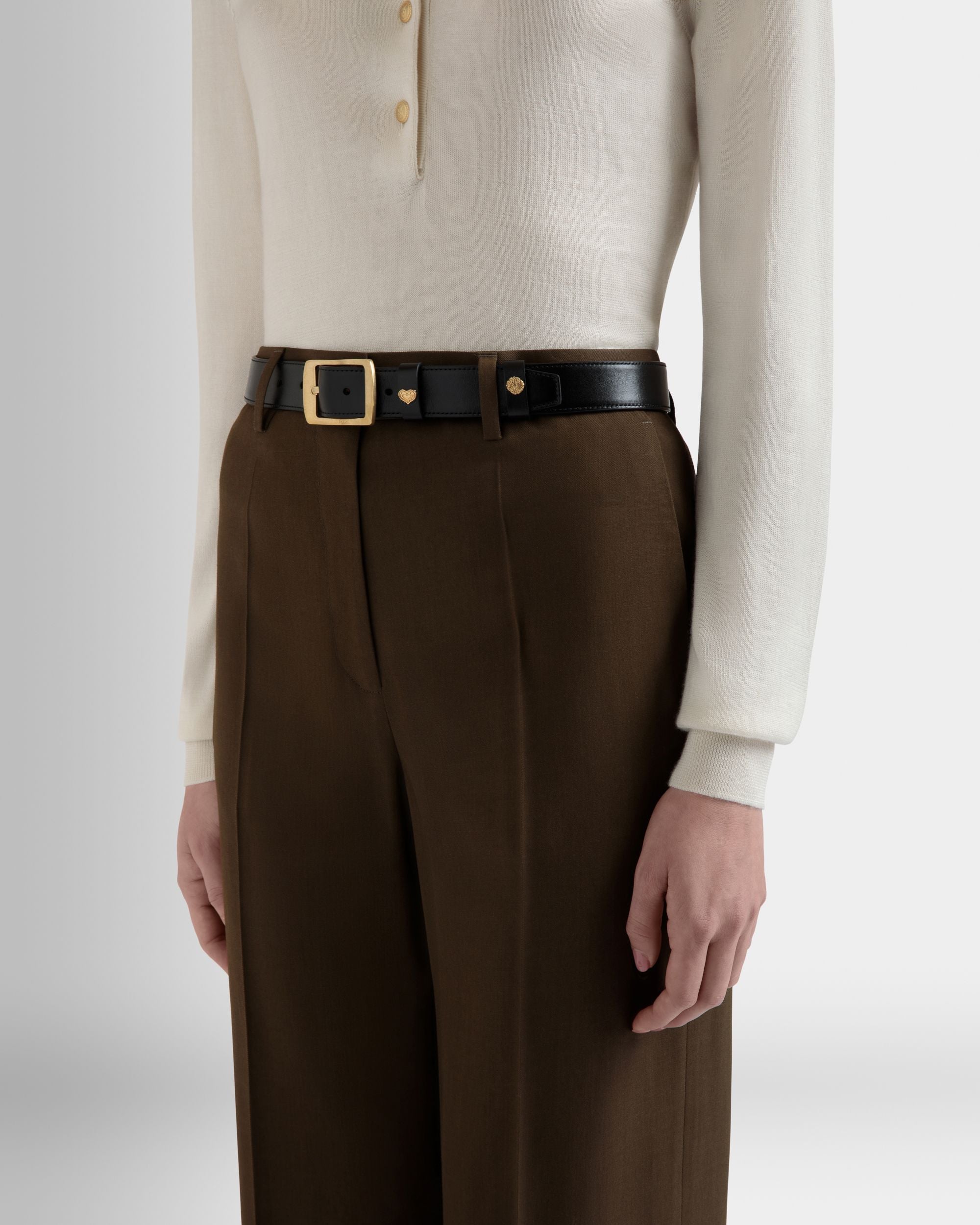Ceinture Glen 30 mm En Cuir Noir - Femme - Bally - 04