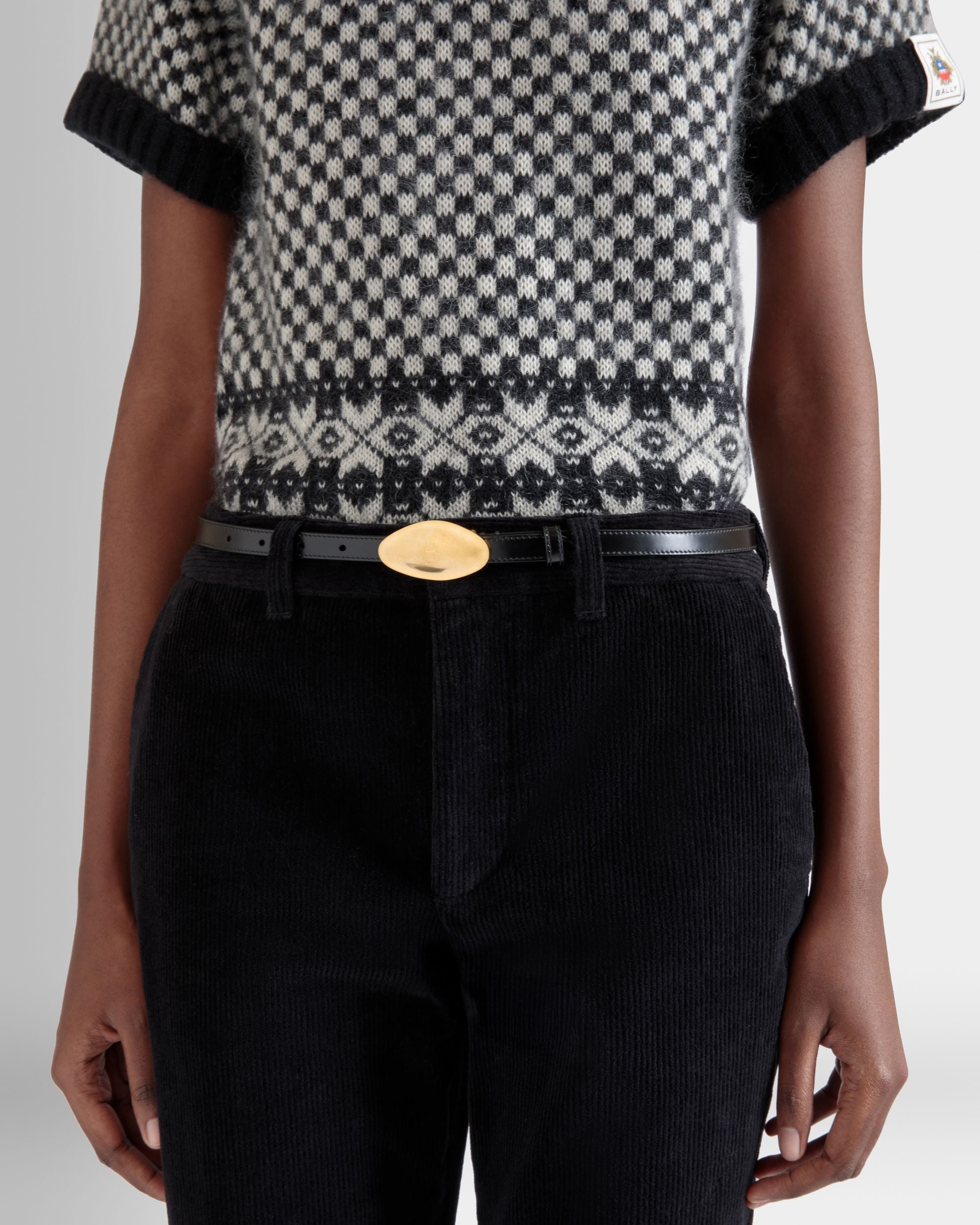 Ceinture Swissness 15 Mm En Cuir Noir Brossé - Femme - Bally - 04