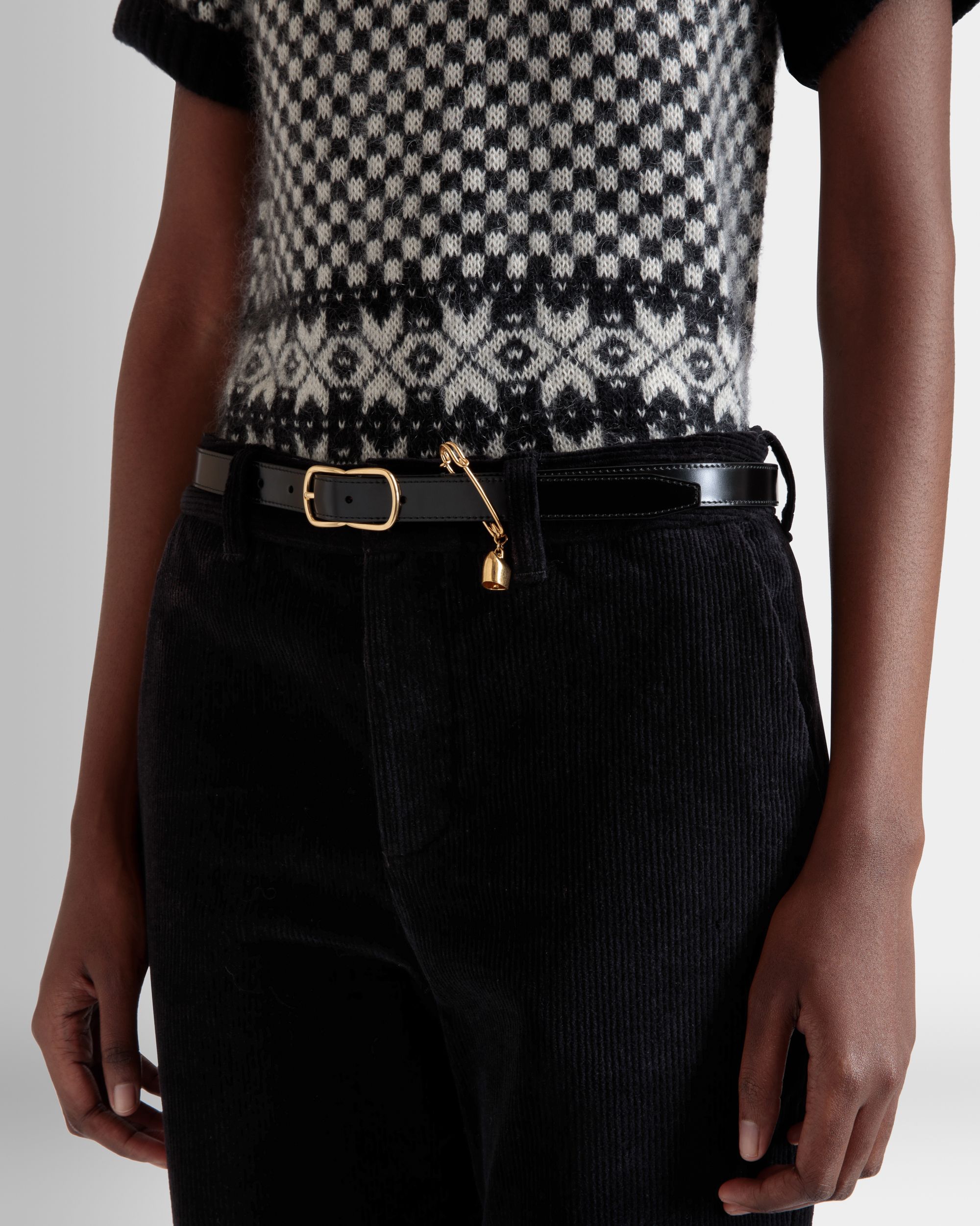 Ceinture Loto 20 mm En Cuir Brossé Noir - Femme - Bally - 04