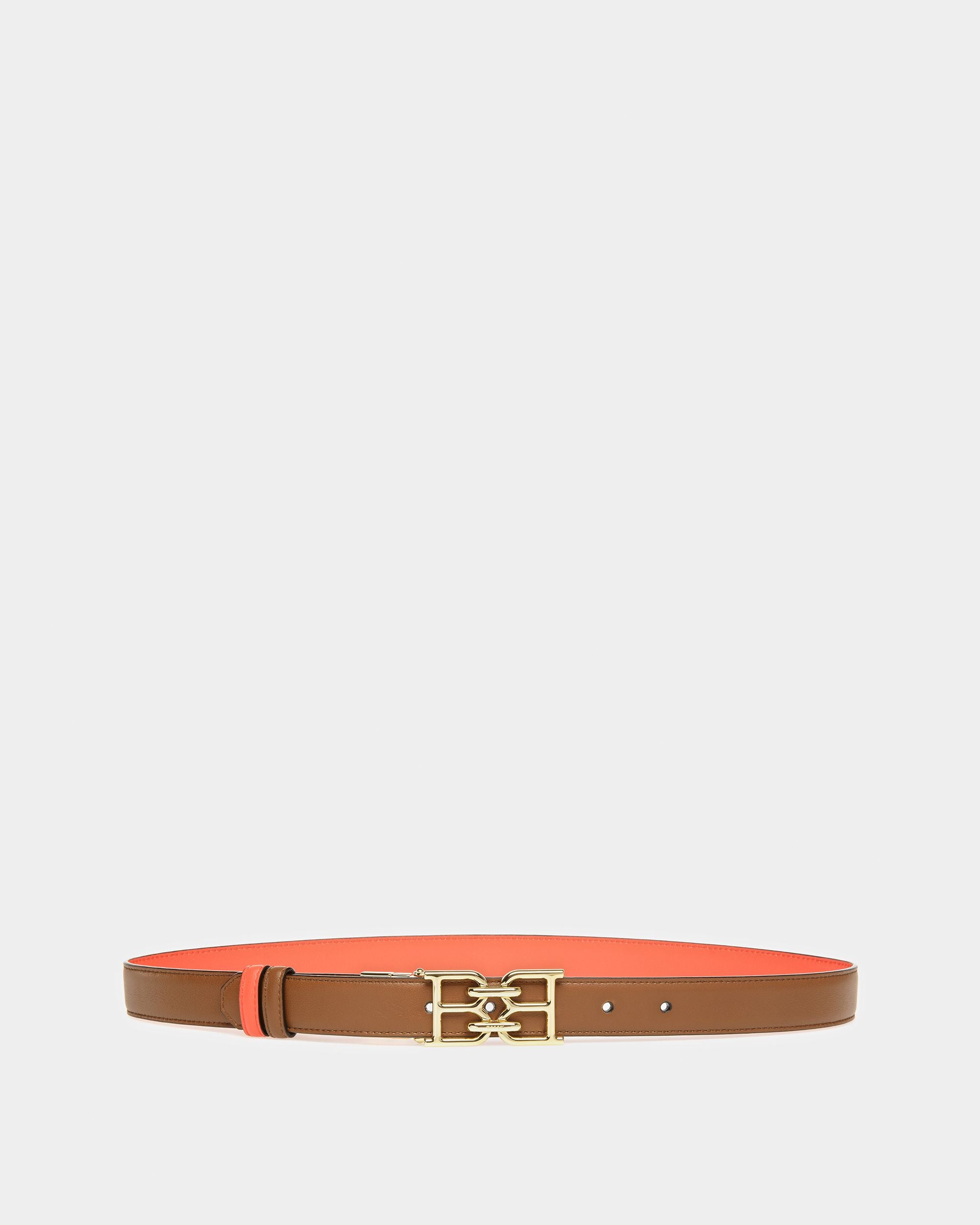 B Chain Ceinture Réversible En Cuir Marron Et Orange - Femme - Bally - 01