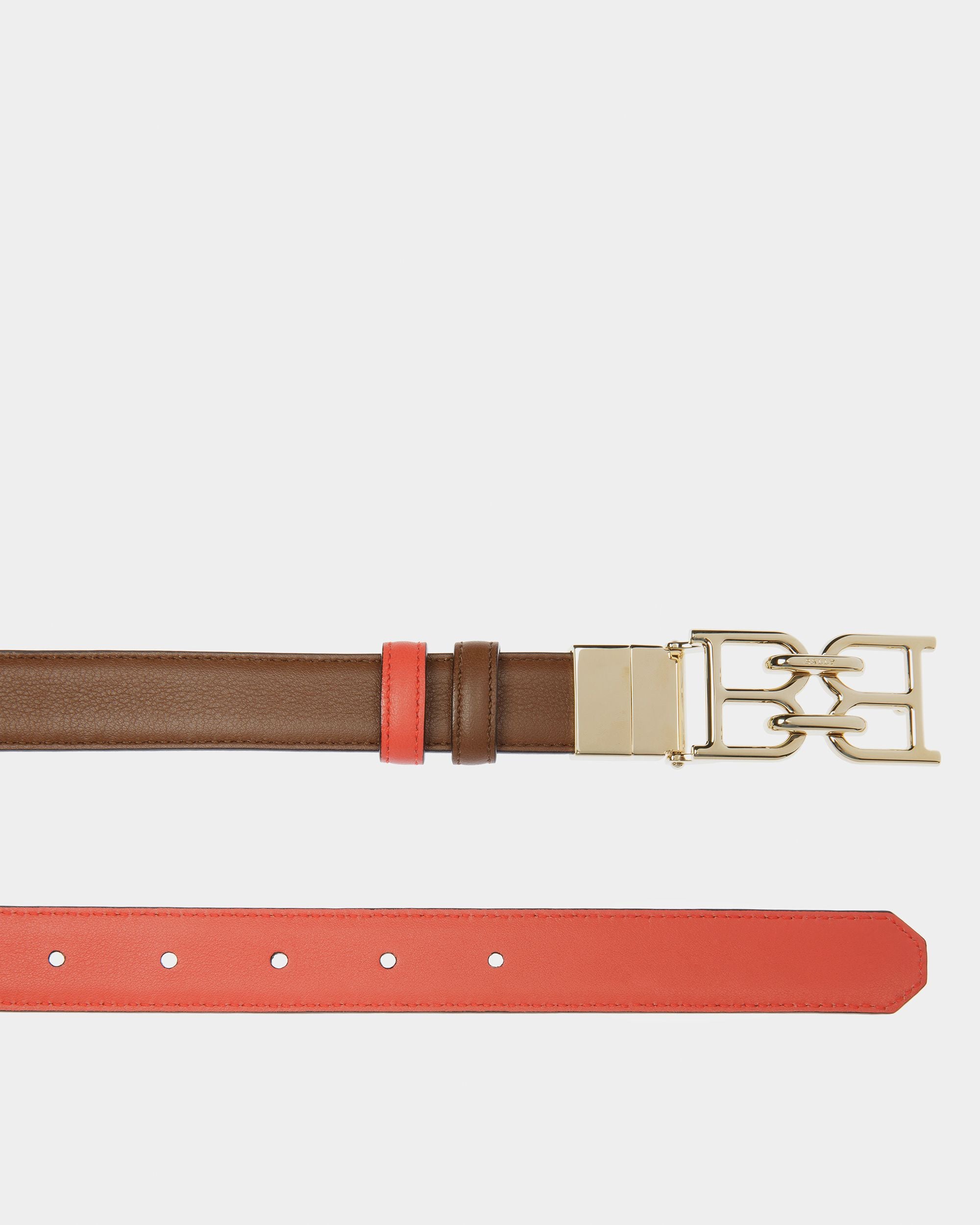 B Chain Ceinture Réversible En Cuir Marron Et Orange - Femme - Bally - 02