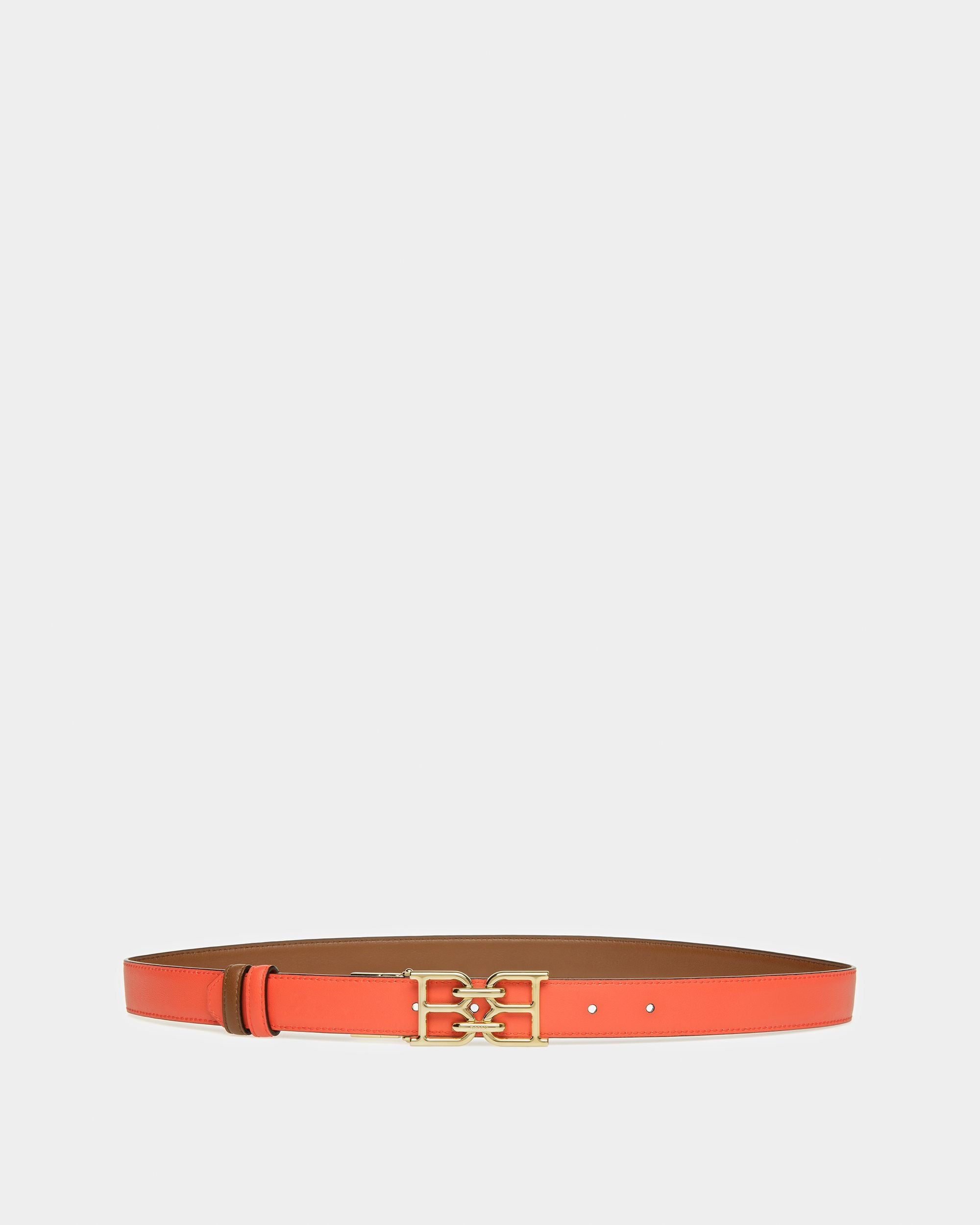 B Chain Ceinture Réversible En Cuir Marron Et Orange - Femme - Bally - 04