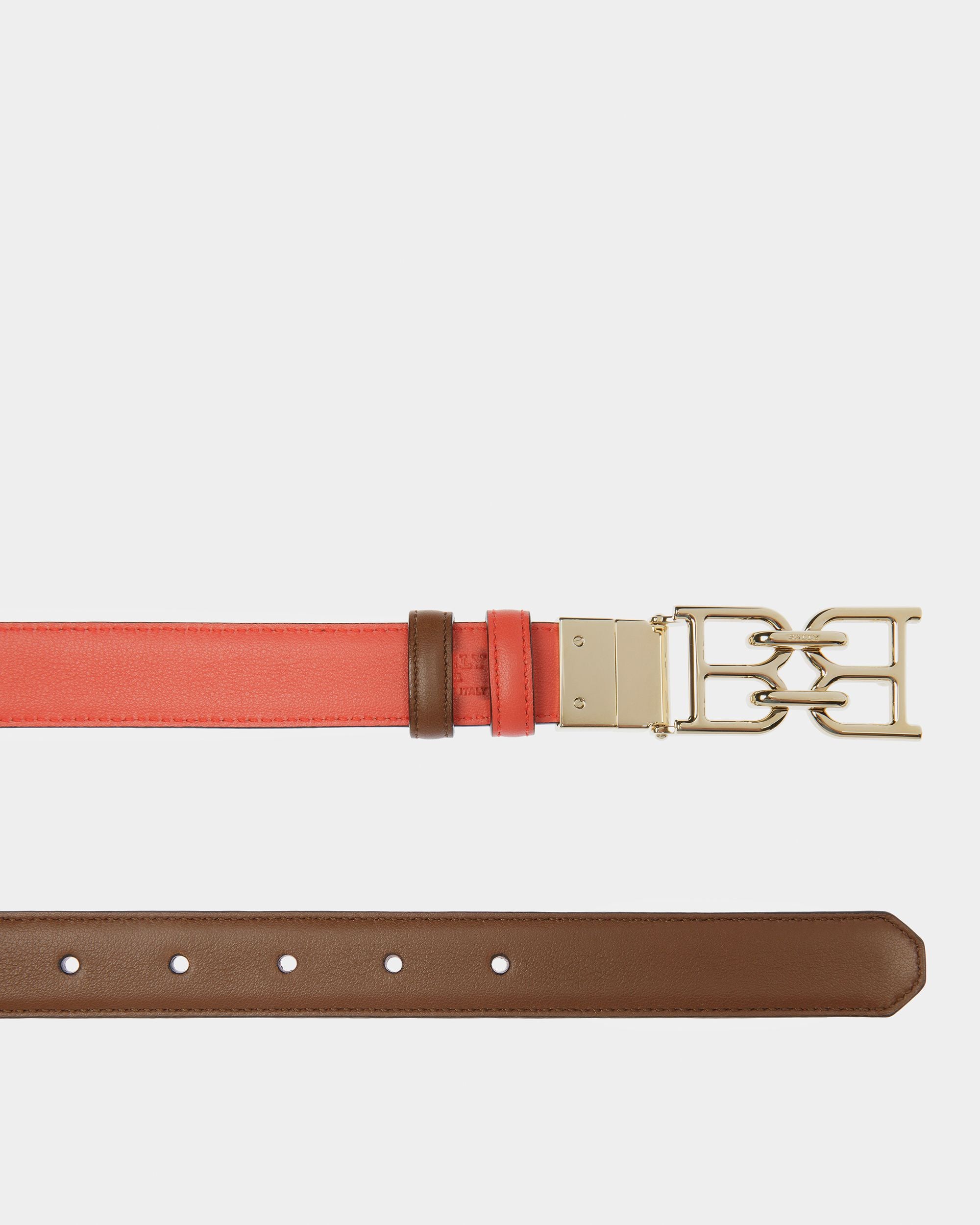 B Chain Ceinture Réversible En Cuir Marron Et Orange - Femme - Bally - 05